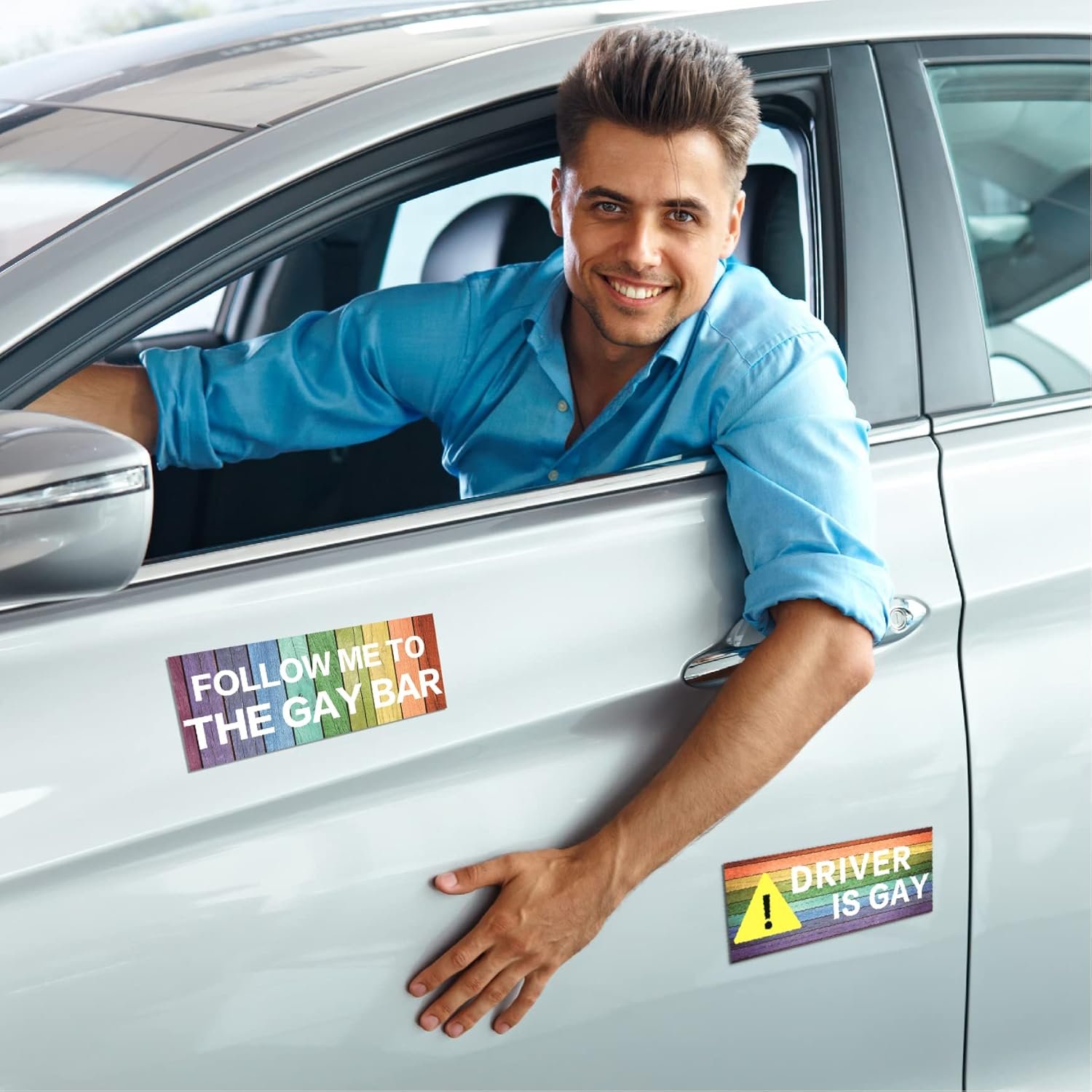 wholesale frienda 10 pcs bumper decals funny lgbt stickers rainbow bumper prank car stickers colorful car accessories for truck vehicle luggage window refrigerator(magnetic,classic style) factory & supplier oem