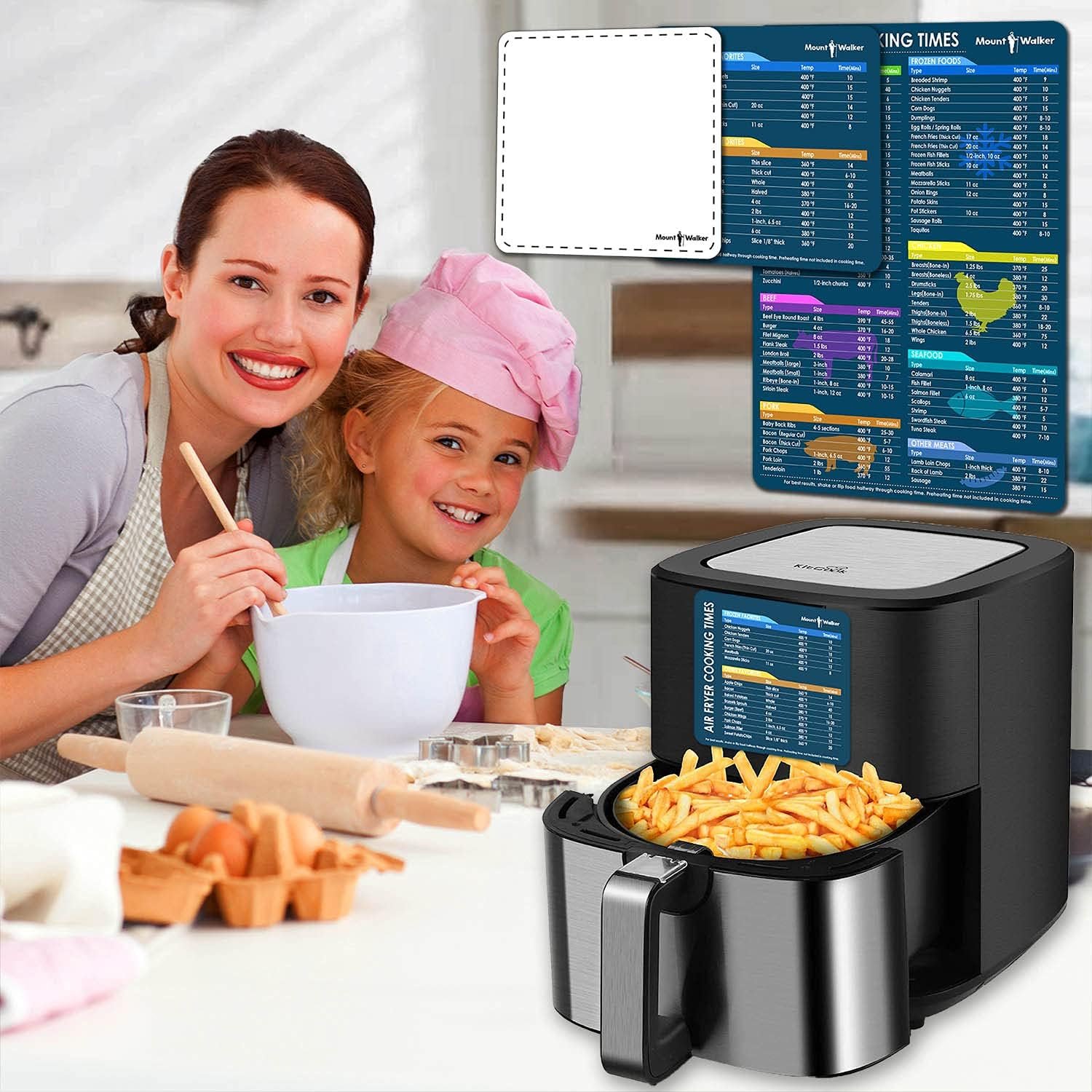 wholesale air fryer magnetic cheat sheet set (1 set of 3 pcs) - cook times chart, recipe cards, dry-erase fridge whiteboard, kitchen accessories (black). factory & supplier oem