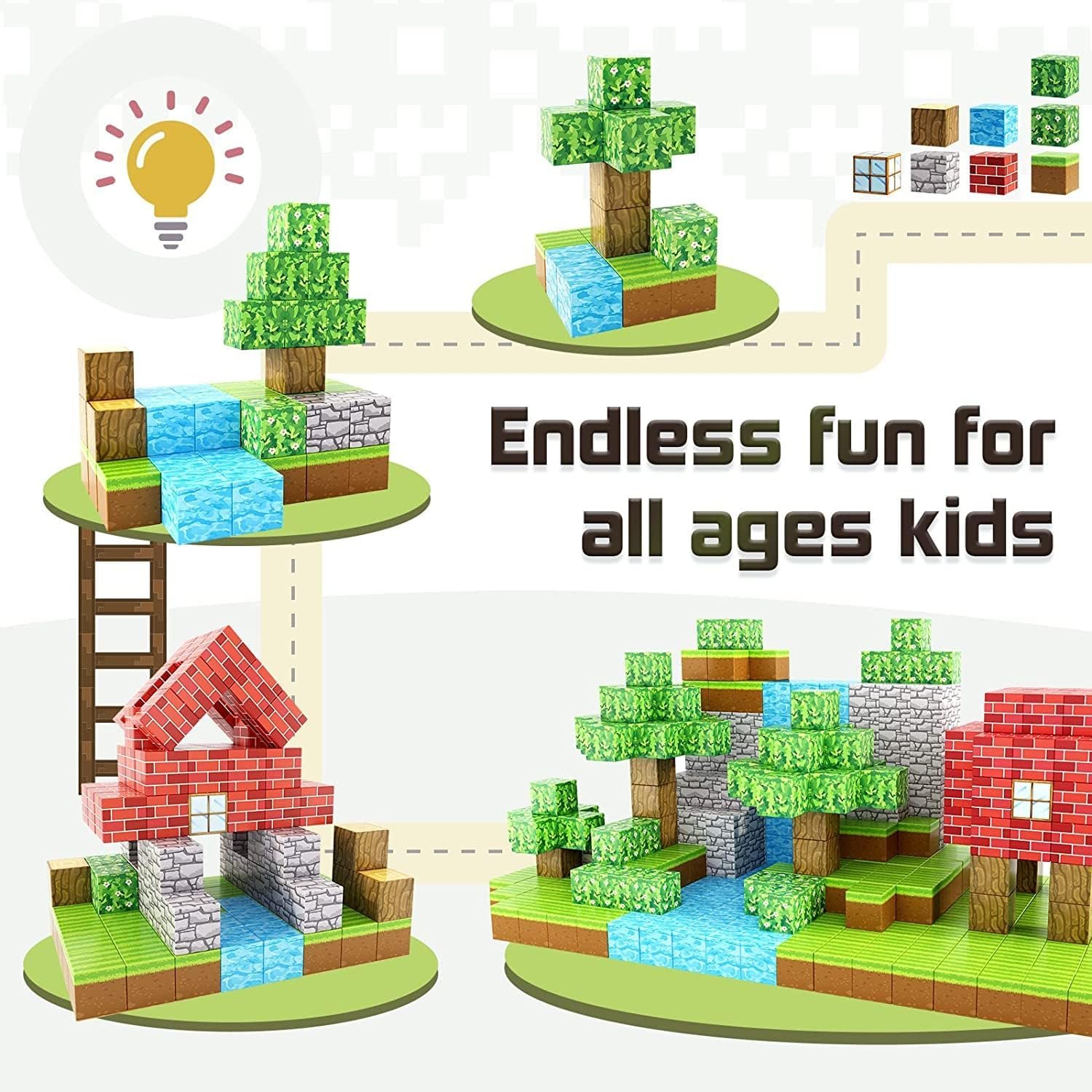 wholesale 100pcs magnetic blocks-build mine magnet world set for boys & girls age 3-5 6-8, stem sensory toys for toddlers gifts for 3+ years old girls boys,1