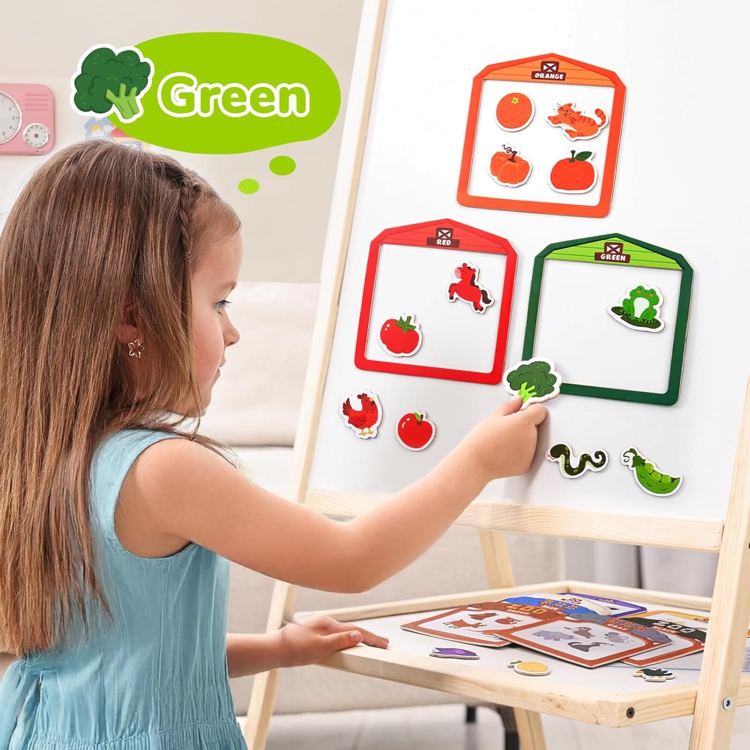 wholesale joycat wooden fridge magnets for toddlers, 50pcs magnetic color sorting refrigerator toys, farm & zoo animal magnets for kids, baby educational learning gifts for 2, 3, 4, 5 year olds factory & supplier oem