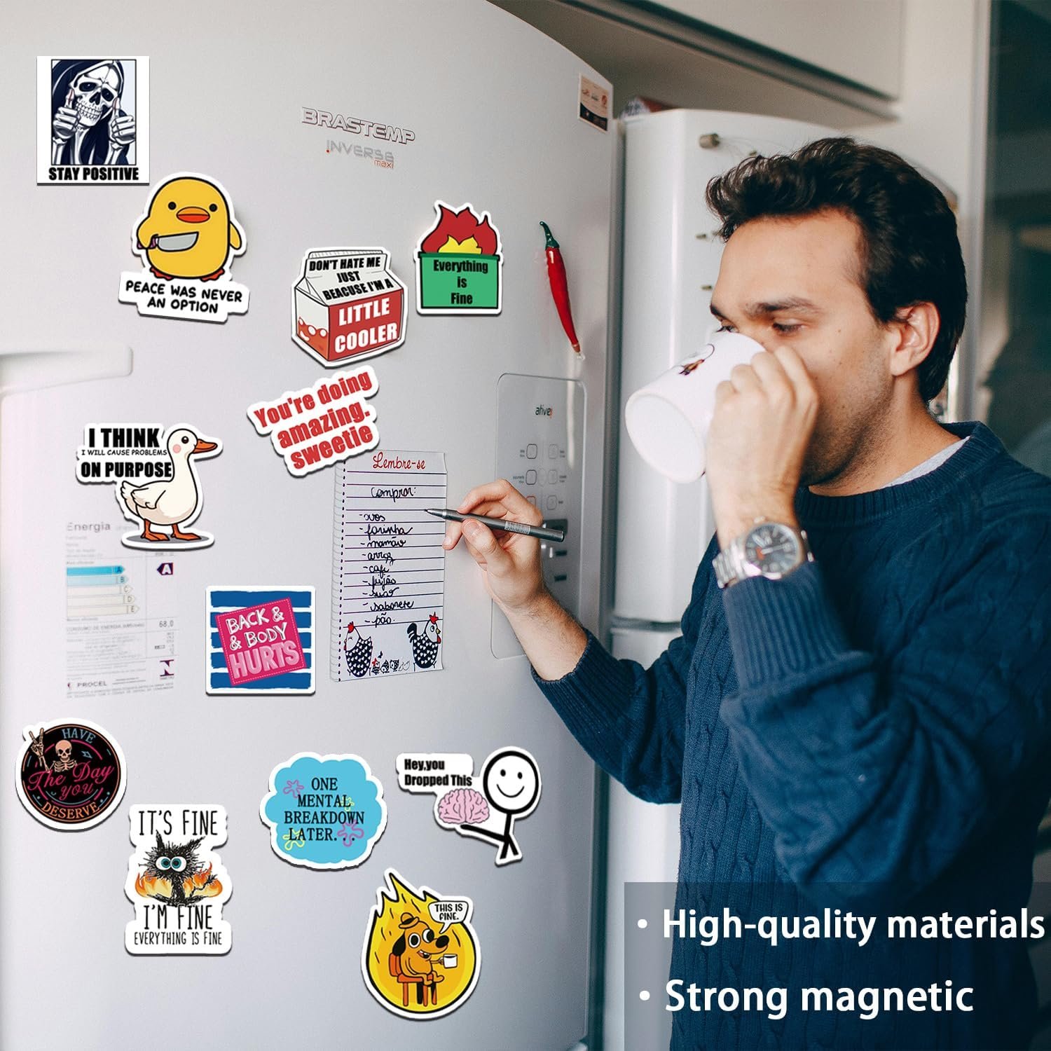 wholesale 13pc funny memes fridge magnets, cute refrigerator animals words fridge magnets for bumper office locker kitchen home decor for boys girls adult factory & supplier oem