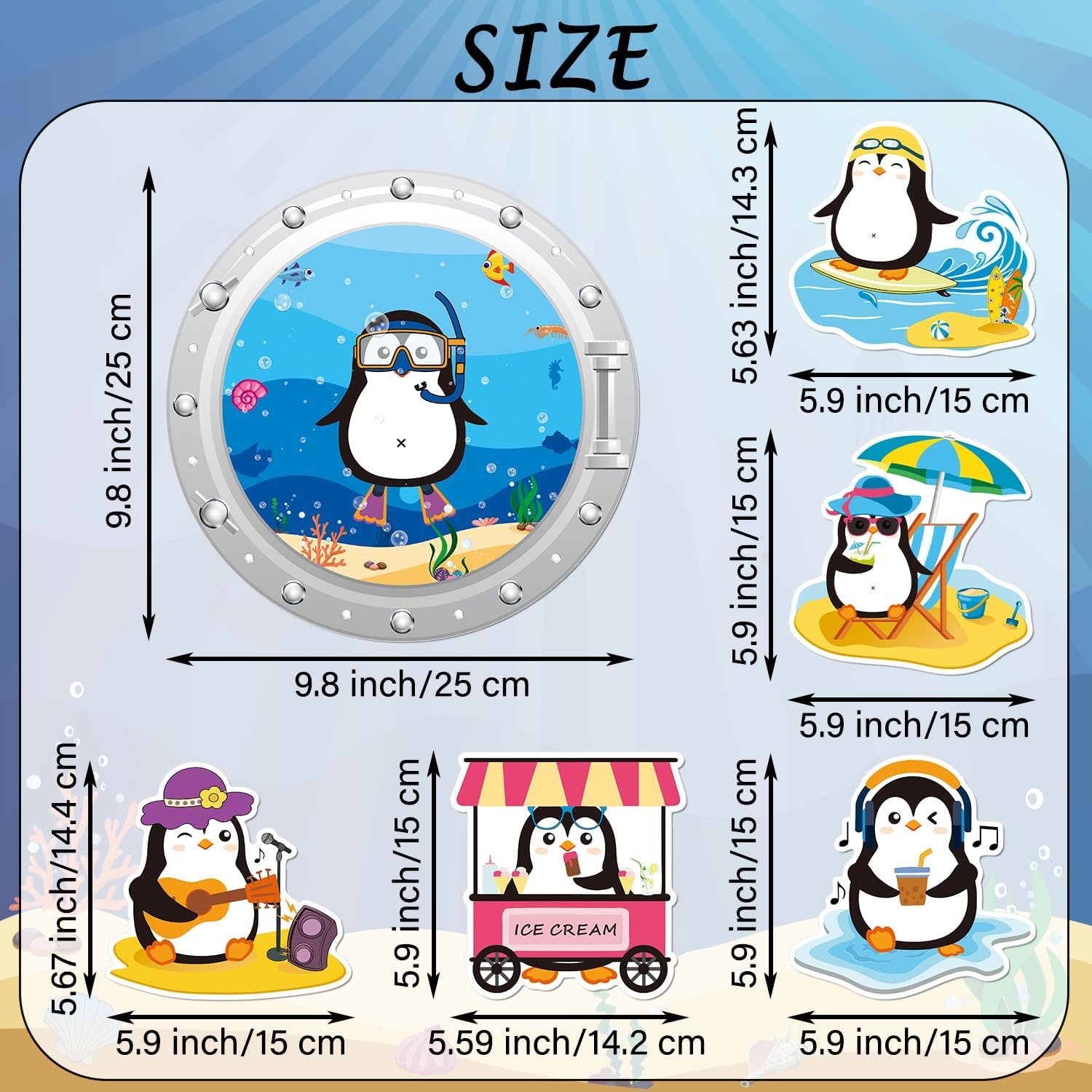 wholesale 6pcs large penguins cruise door magnets decorations, funny cruising magnetic ship cabin door decor, cute penguins animal magnet sticker for fridge car carnival party factory & supplier oem
