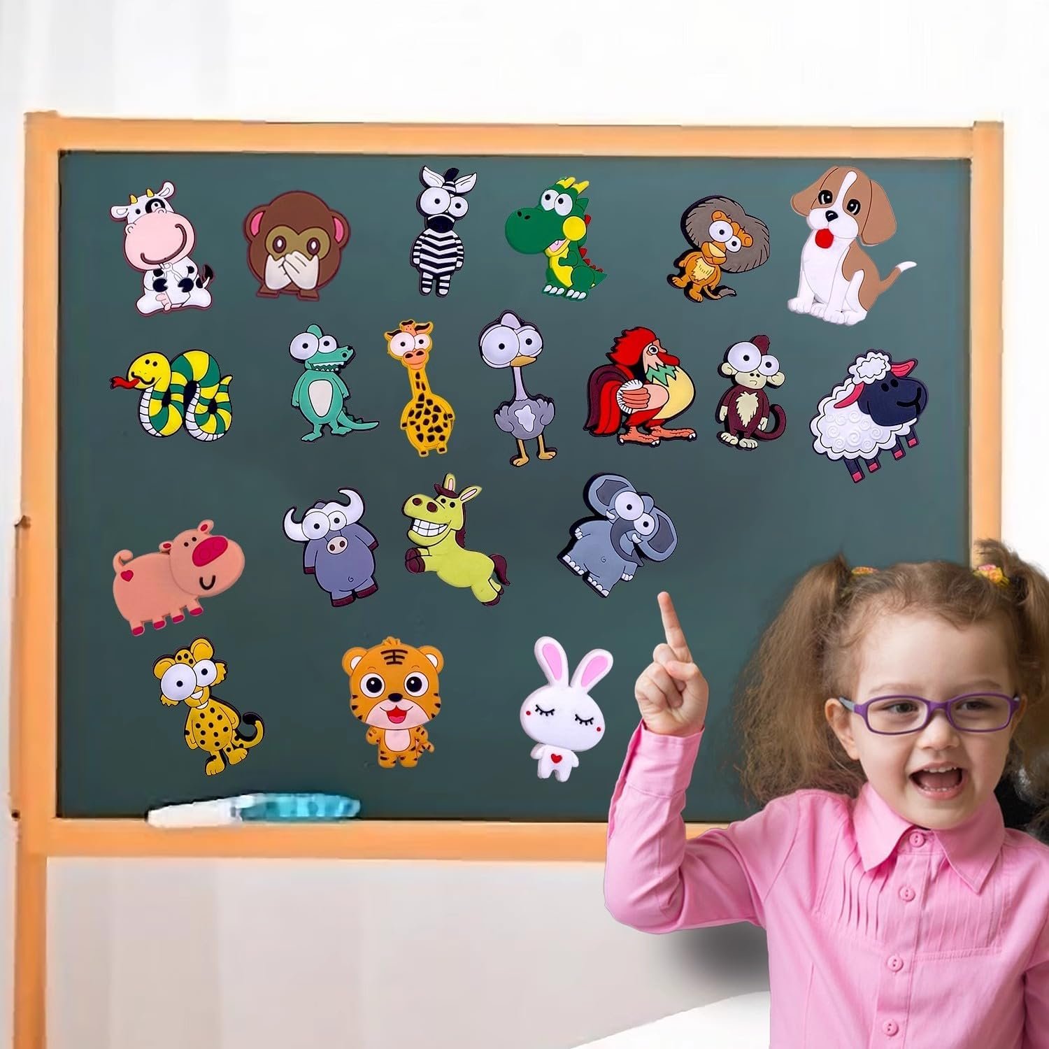 wholesale 20pcs/set cartoon pvc fridge magnets for children school locker decor, cute animal refrigerator magnets for kids, magnetic accessories for home office decor factory & supplier oem