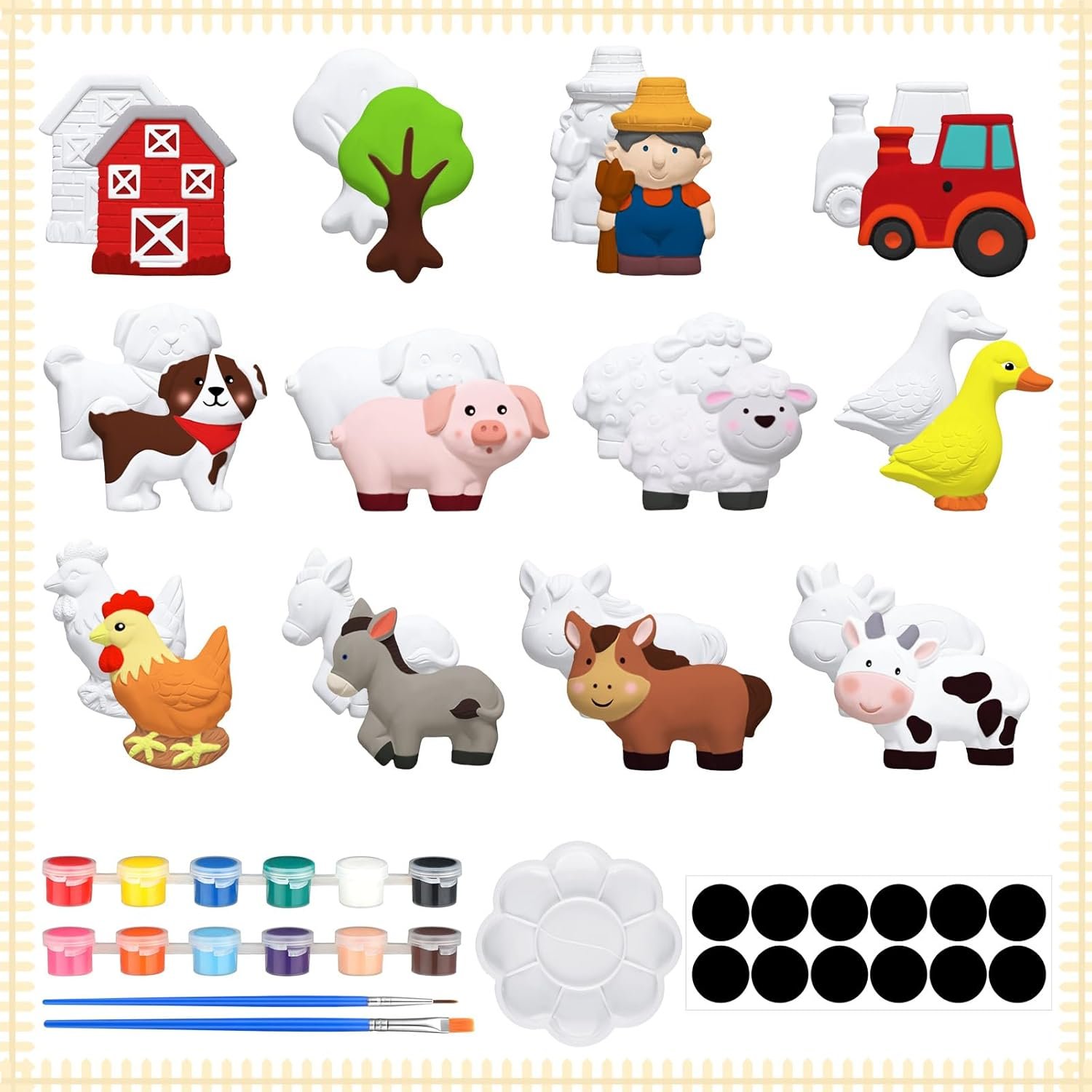 wholesale sinmoe 12 sets farm animals arts and crafts set paint your own ceramic figurines painting kit unpainted diy ceramic figurines with 12 magnet 2 brushes and 1 palette ceramic painting kit for adults factory & supplier oem