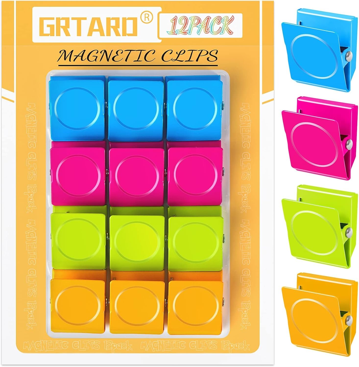wholesale grtard 12 pack magnetic clips heavy duty, colorful strong fridge magnet clips heavy duty, metal magnet clips for fridge, clip magnets, magnetic clips for refrigerator, locker, whiteboard, home, office factory & supplier oem