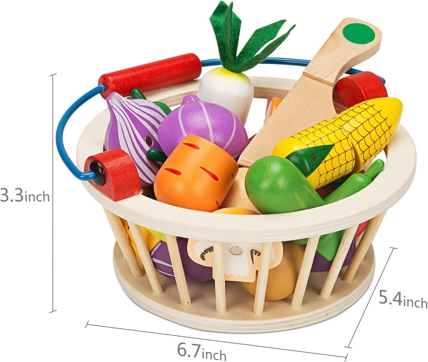 wholesale victostar magnetic wooden cutting fruits vegetables food play toy set with basket for kids factory & supplier oem
