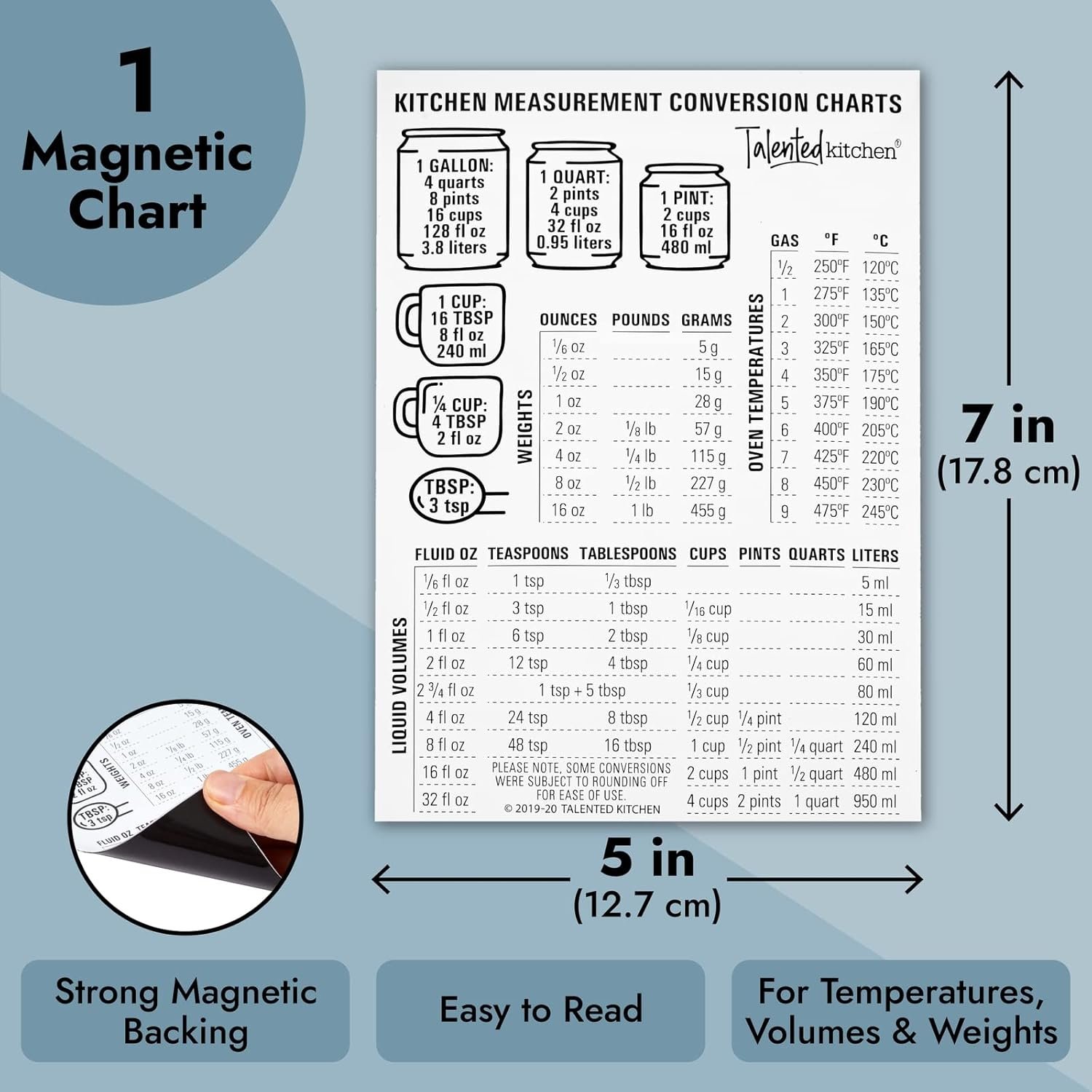 wholesale conversion chart magnet - metric measurement conversion for cooking, baking, fridge decor (5x7 in) factory & supplier oem