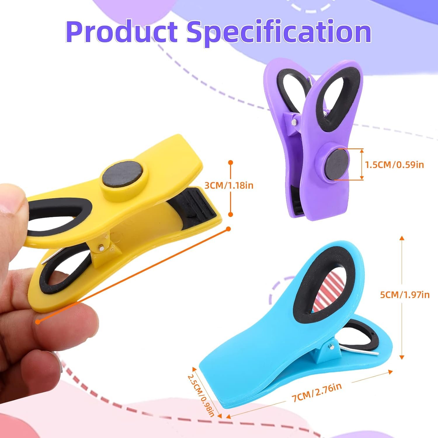 wholesale 18 pack magnetic bag clips - assorted bright colors for food storage & fridge organization factory & supplier oem