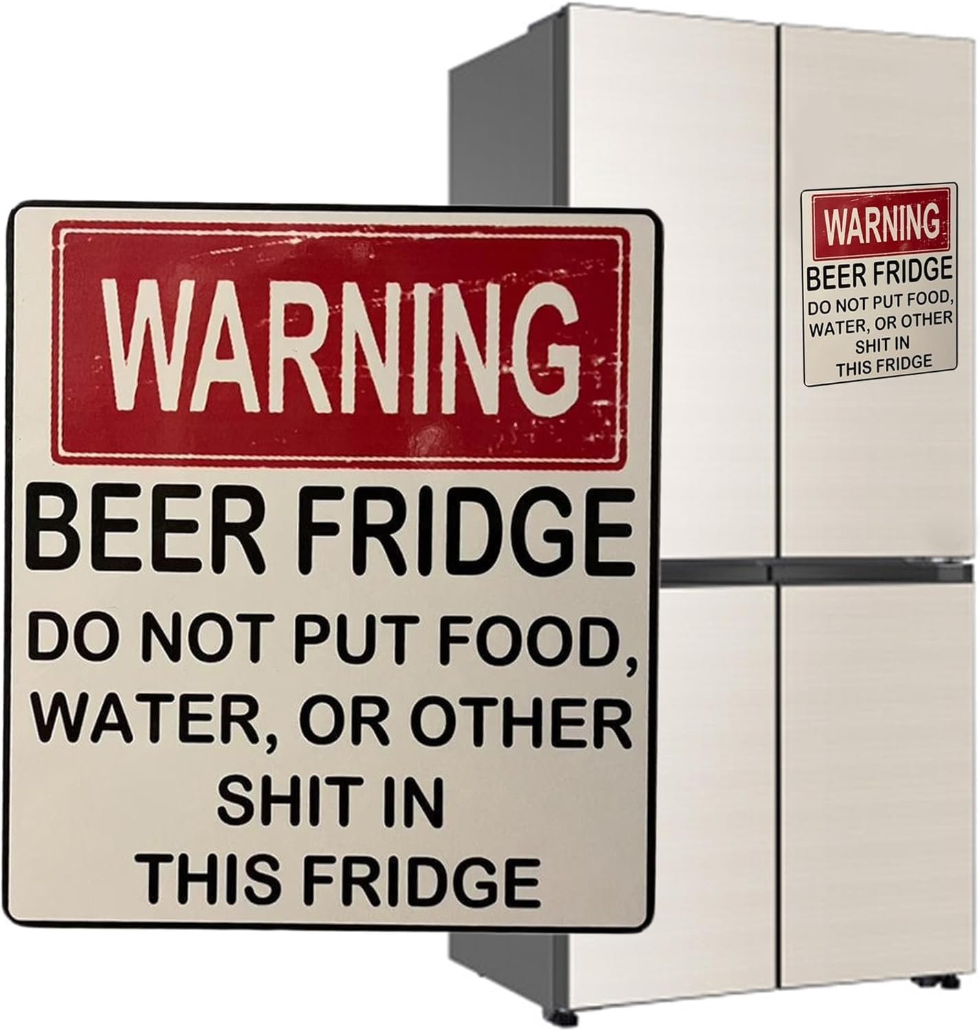 wholesale funny beer fridge stickers warning beer fridge magnet hilarious beer fridge warning sign beer stickers magnet do not put food, water, or other shit in this fridge for home bar decorations (1pcs) factory & supplier oem