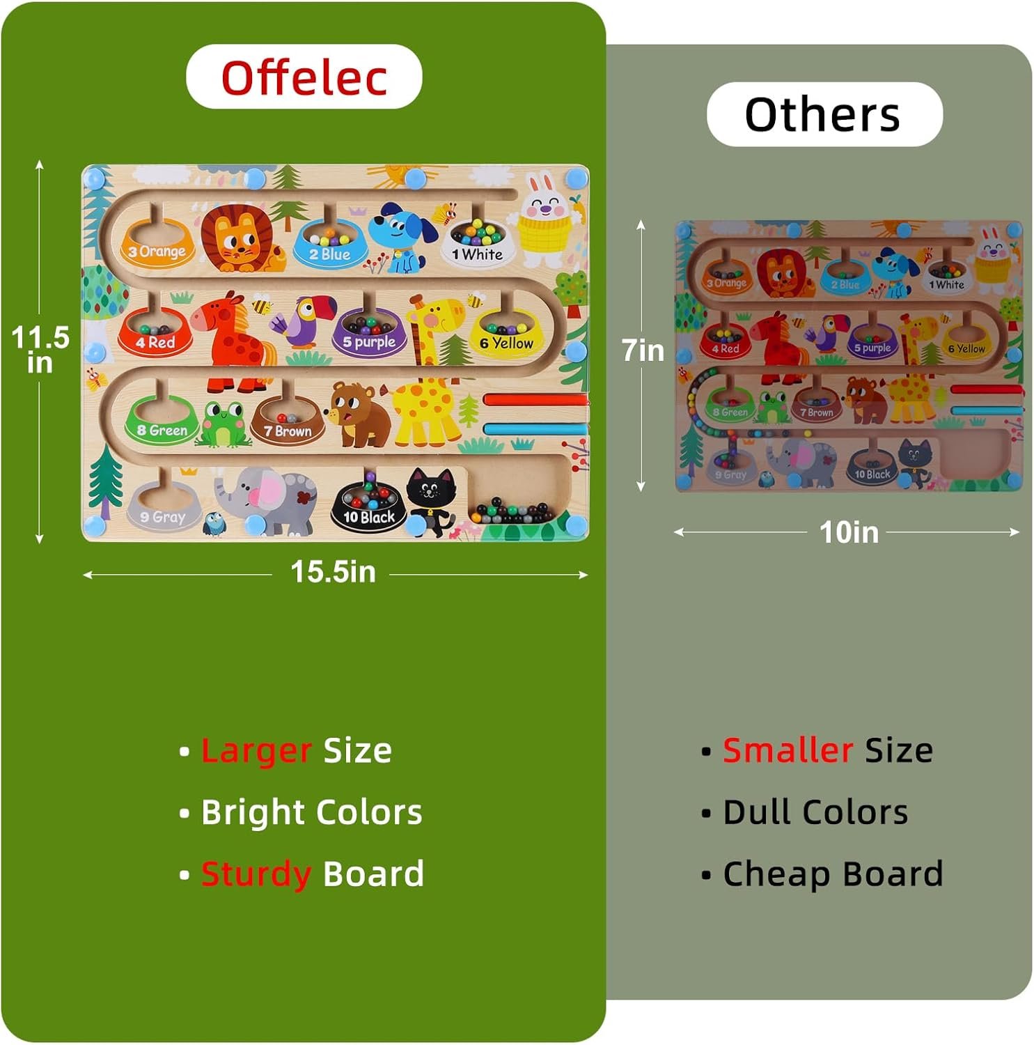 wholesale magnetic color and number maze, wooden animal magnet puzzles board games for toddler kids, montessori color learning sorting counting matching toys for 3 years old boys girls gift factory & supplier oem