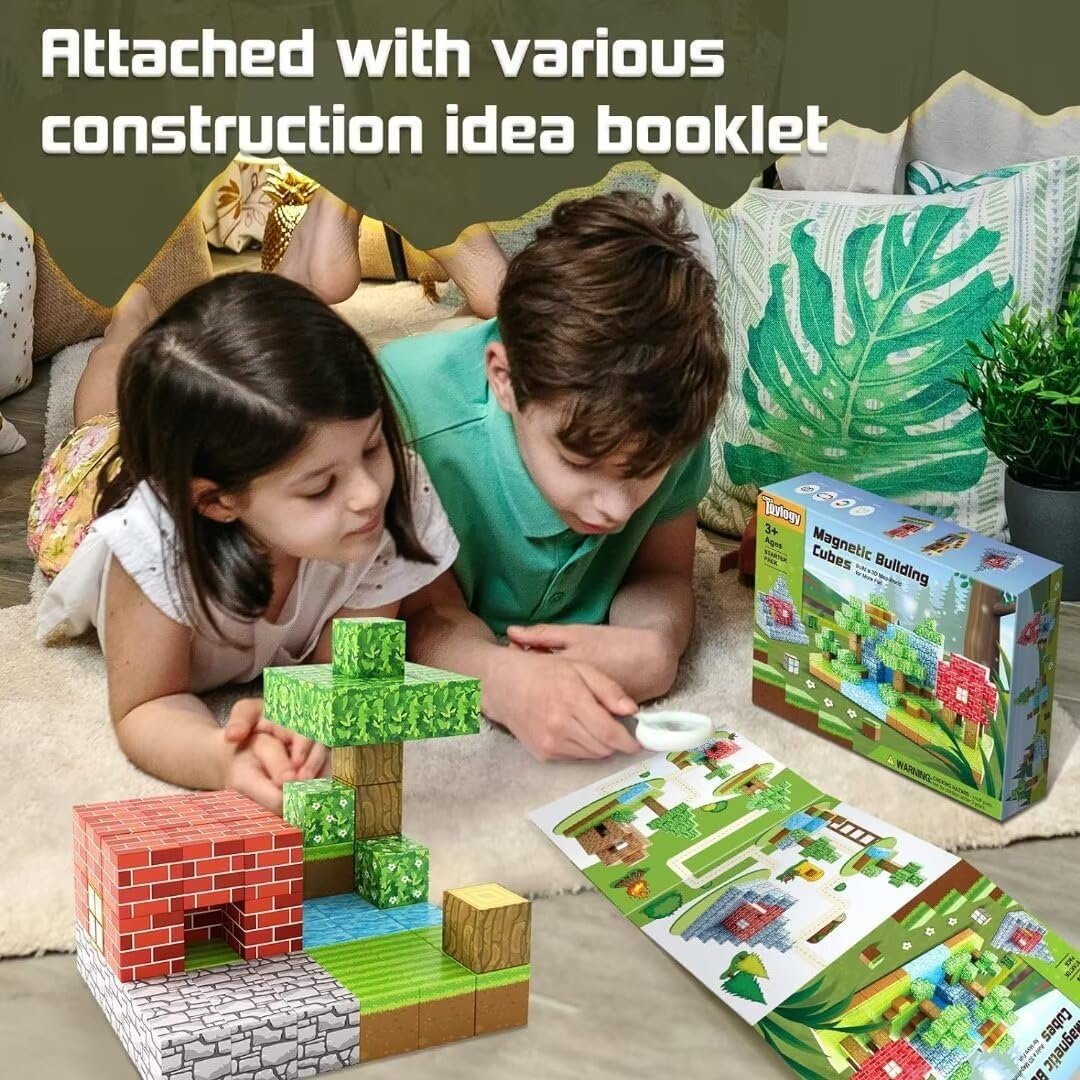 wholesale magnetic blocks-build mine magnet world edition, magnetic toys for boys & girls age 3-4 4-5 6-8,stem montessori sensory toys for toddlers gifts for 3+ years old,48pcs fidget 1