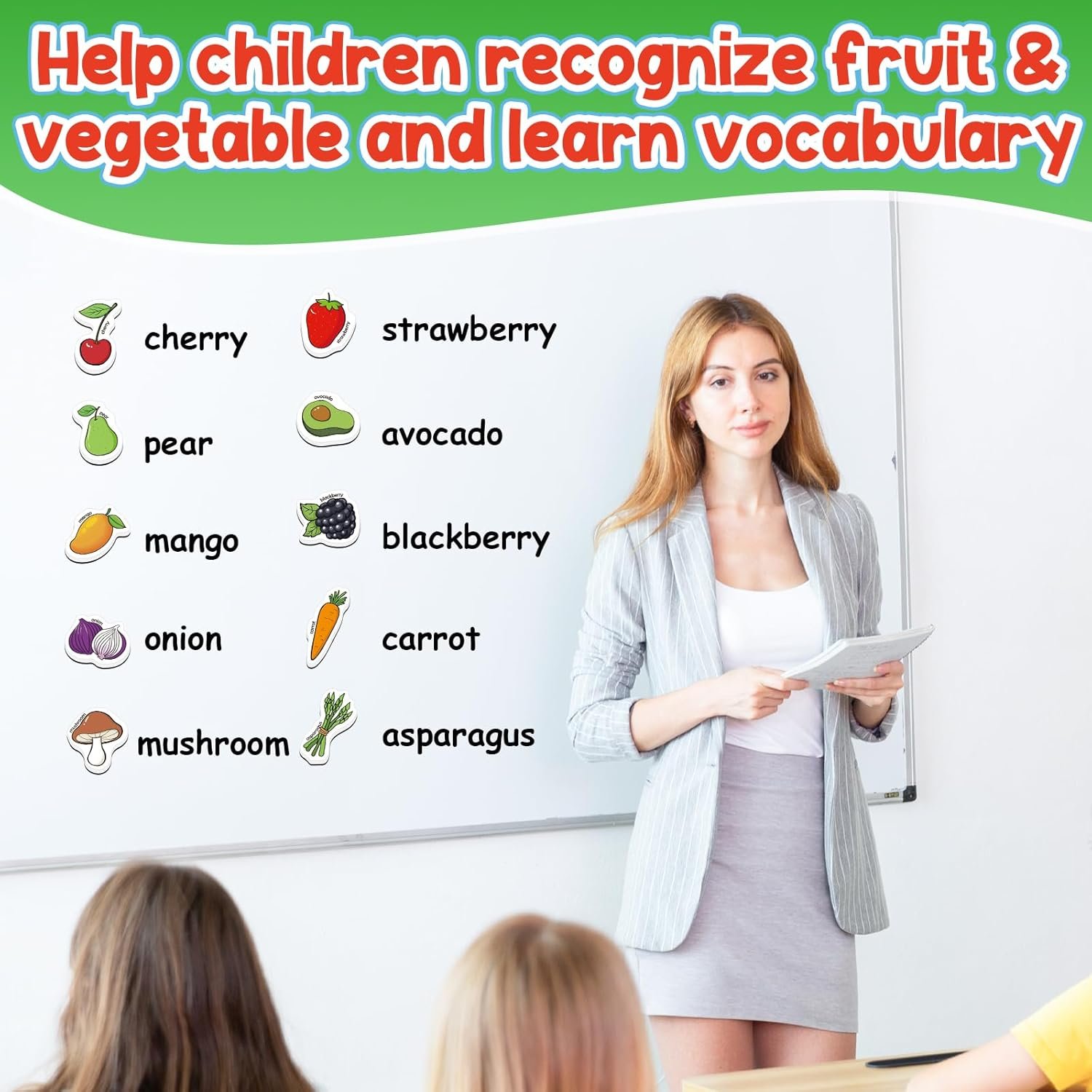 wholesale 40 magnetic food set - fridge magnets for kids, toddlers & preschool classroom - fruits & veggie toys for learning & speech therapy factory & supplier oem