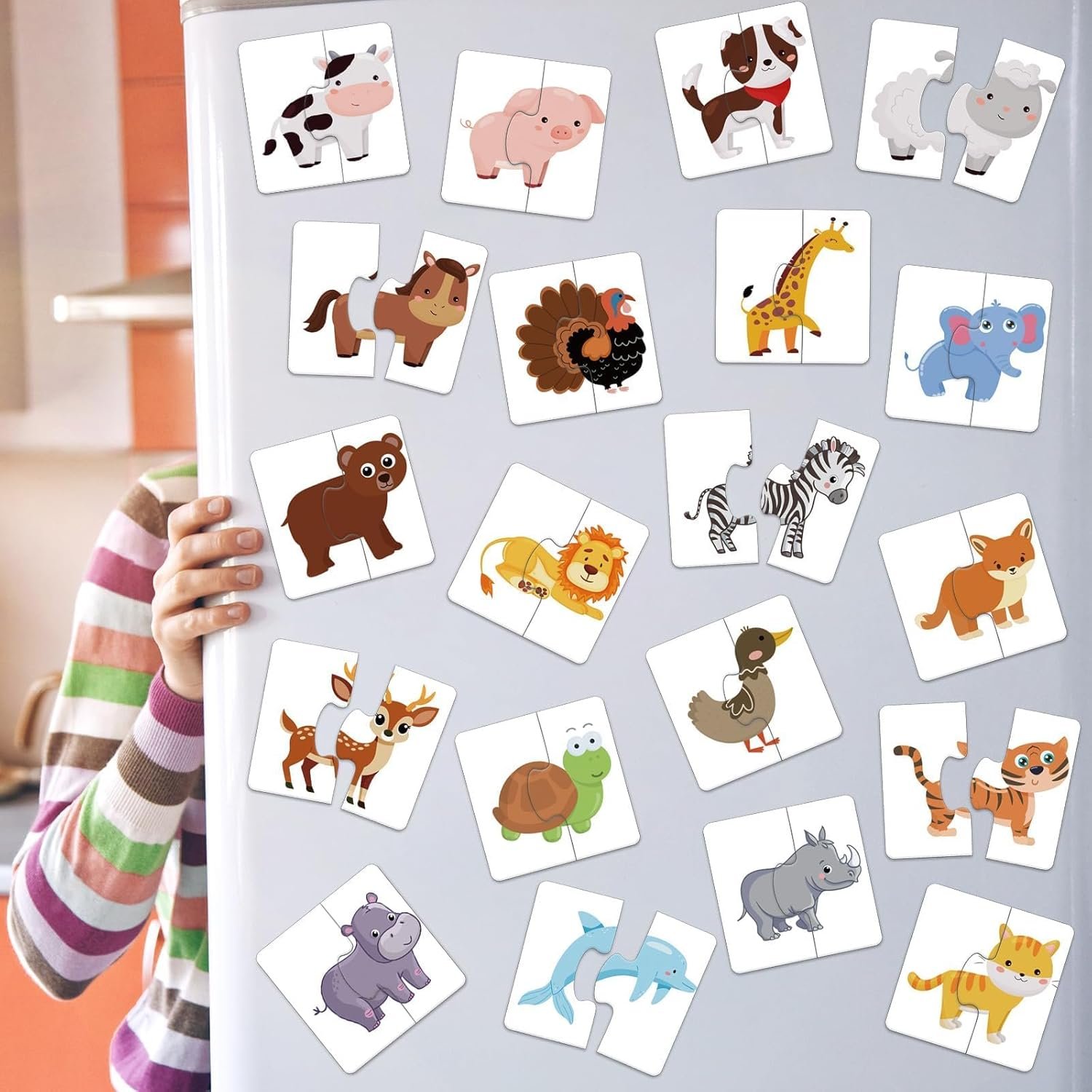 wholesale 20pcs magnetic animal matching puzzles for kids self-correcting puzzles sets head and tails correction montessori toy birthday gifts for toddlers preschool learning educational activity factory & supplier oem