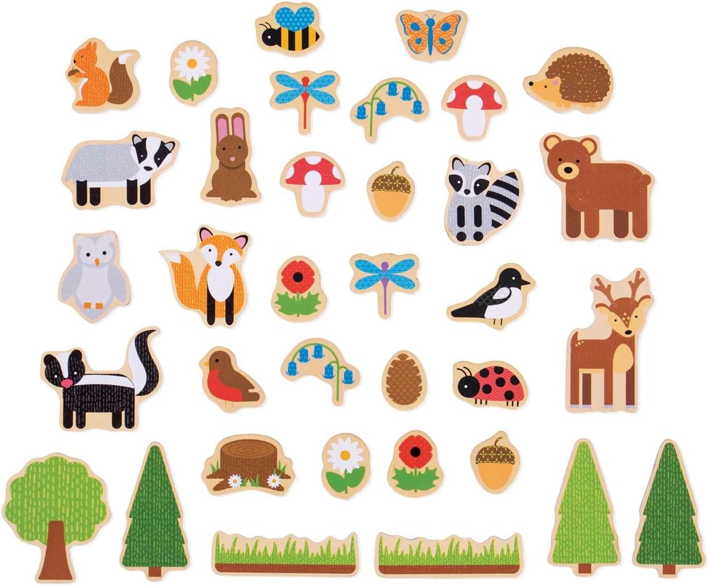 wholesale bigjigs toys wooden woodland magnets - 35 magnets factory & supplier oem