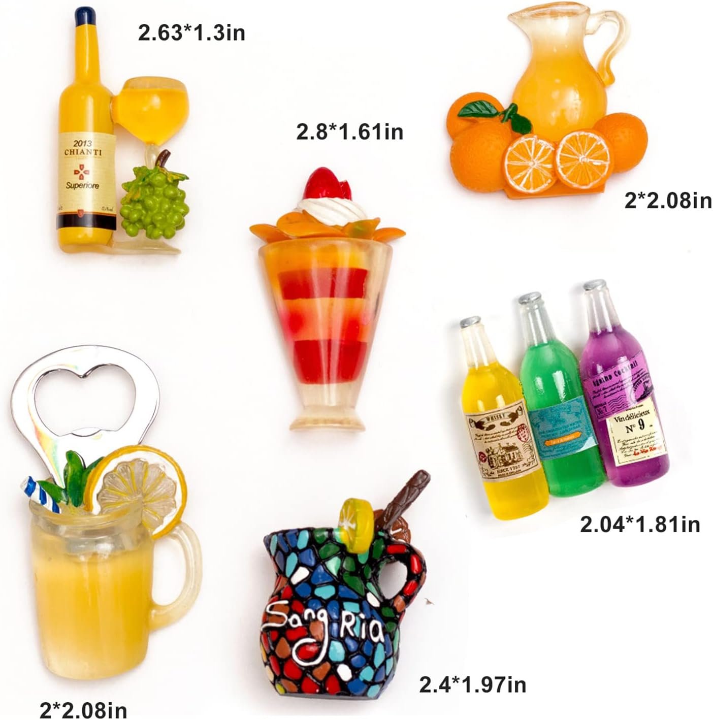 wholesale 6-pack fruit juice fridge magnets 3d resin magnet refrigerator stickers champagne bottle opener juice cup wine glass for refrigerators, whiteboards, maps and other magnetic items factory & supplier oem