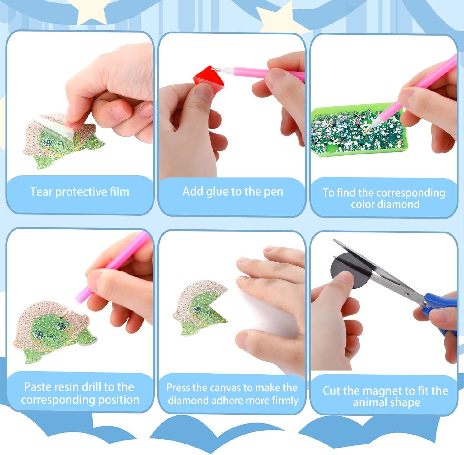 wholesale 16 pcs diamond art magnets for adults animals diamond painting refrigerator magnets rhinestones art stickers kits for fridge diy crafts toy gifts factory & supplier oem