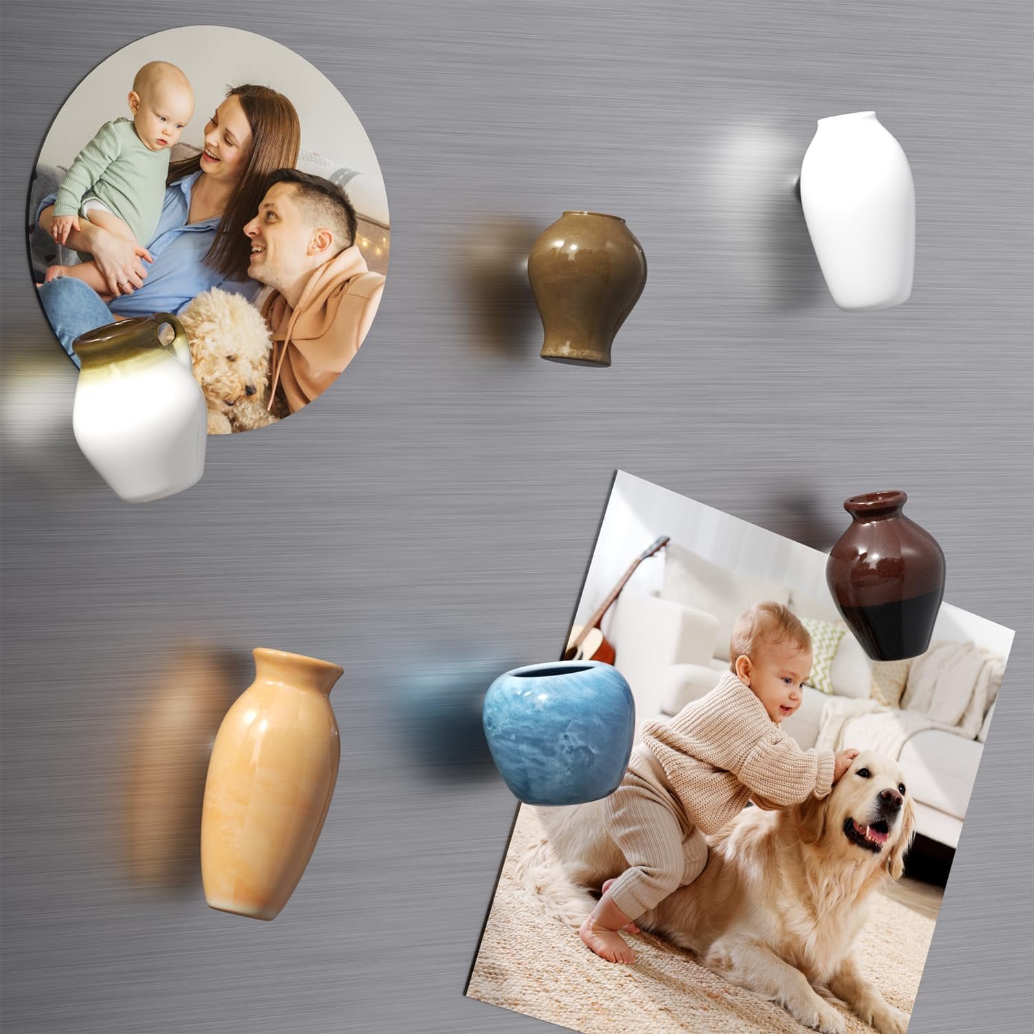 wholesale cute mini ceramic vase fridge magnets, funny small plant magnets, tiny 3d plant vase for refrigerator decoration kitchen locker kitchen office (6 pack) factory & supplier oem