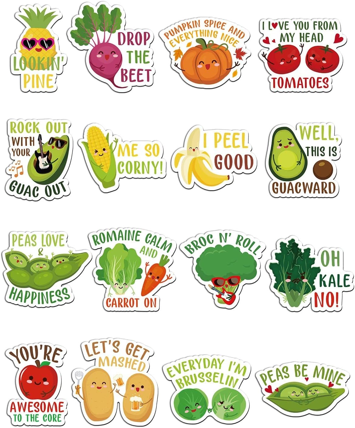 wholesale 16pcs funny fridge magnets - veggie and fruit puns cute vegetables refrigerator magnet - vegan decorative fun stickers for fridge, office, school, whiteboard - adult factory & supplier oem