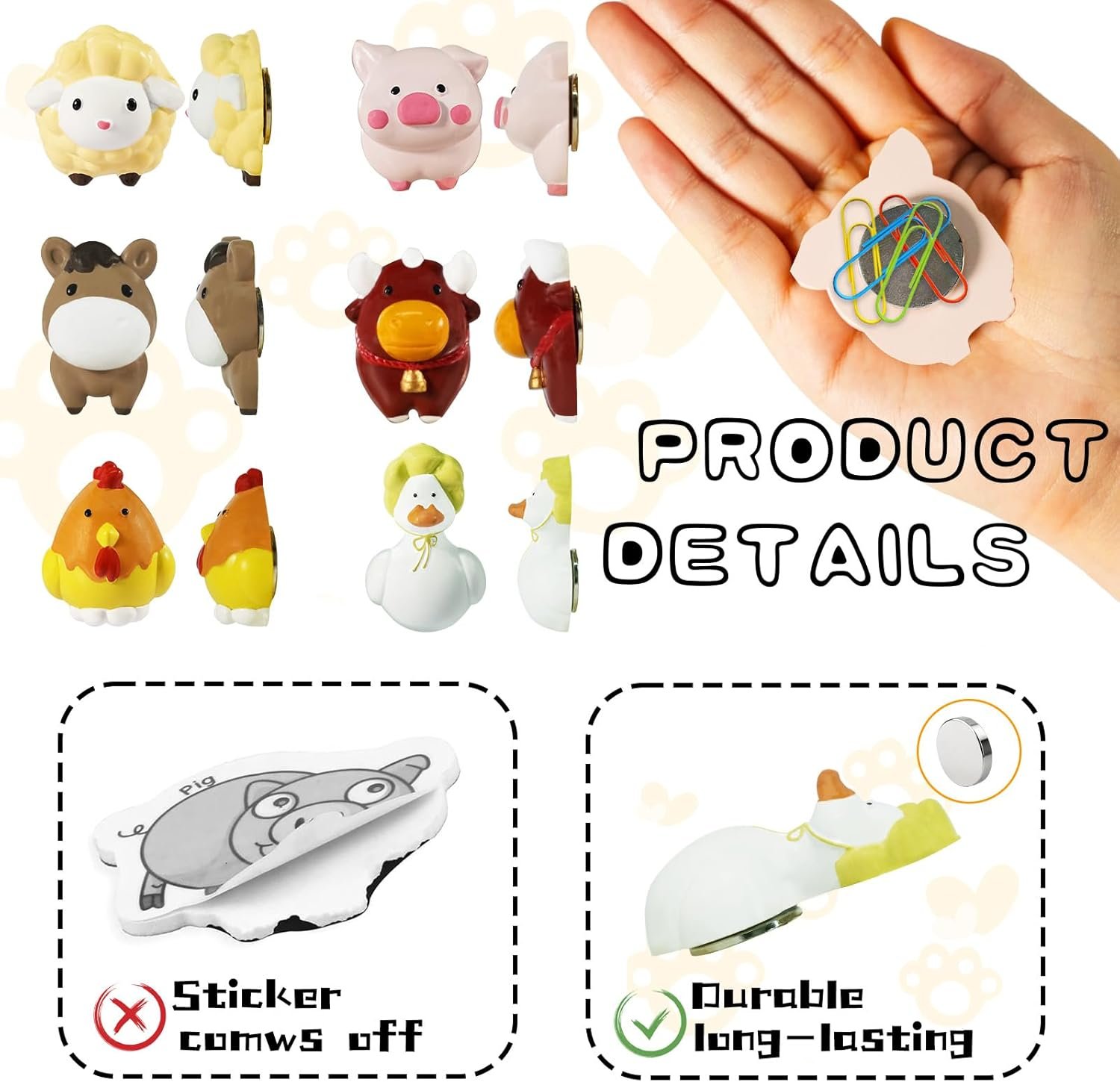wholesale animals fridge magnets for toddlers refrigerator magnets for whiteboard cabinet locker set of 6 cute resin animals decorative magnets for classroom kitchen office cabinets and dishwasher factory & supplier oem