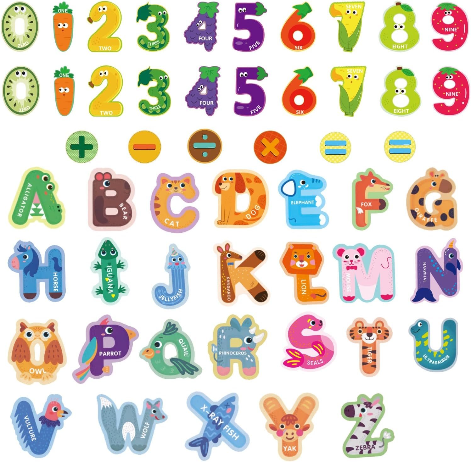 wholesale 52pcs magnetic letters and numbers large fridge magnets for toddlers 1-3 cute animal abc cardboard magnets for refrigerator alphabet magnet letters educational learning toys for 3 4 5 year old toddler factory & supplier oem