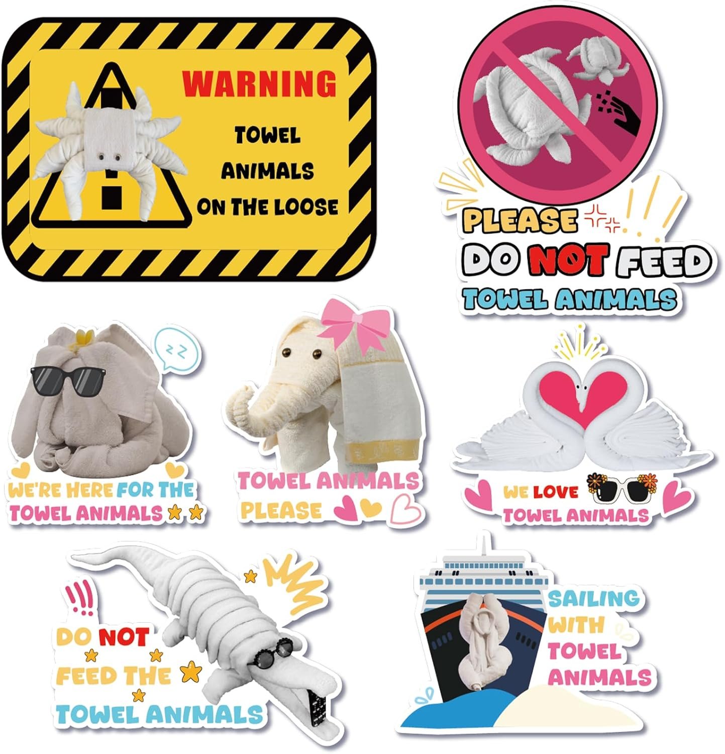 wholesale towel animals - 7pcs large funny cruise ship door decoration stickers, sea ocean magnetic stickers, cute animals cruise decal for home, kitchen, cabinet, carnival party decor factory & supplier oem