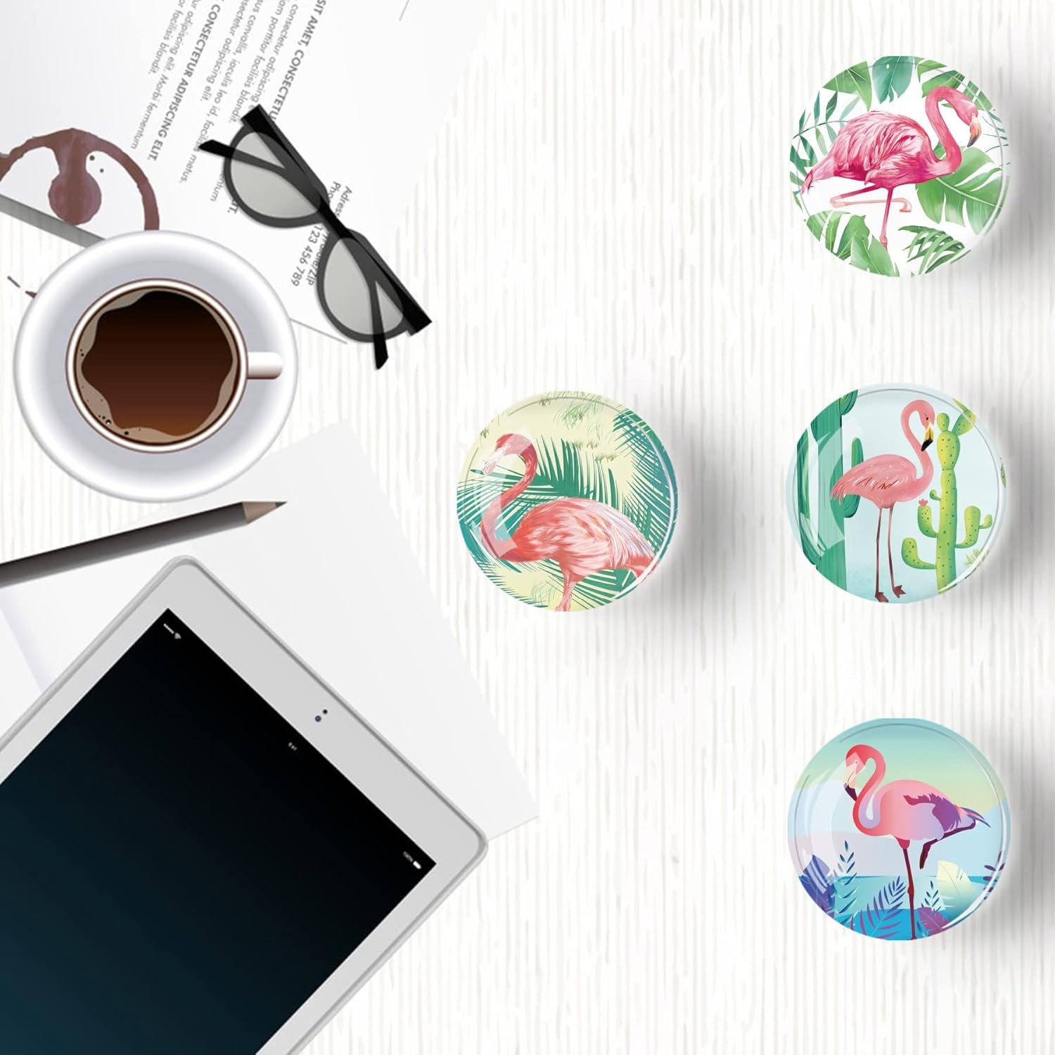 wholesale 12pcs glass strong magnetic refrigerator magnet fridge sticker,cute flamingo fridge magnets decoration for crafts,strong fridge magnets for kitchen, school,office whiteboard, cabinet and dishwasher factory & supplier oem