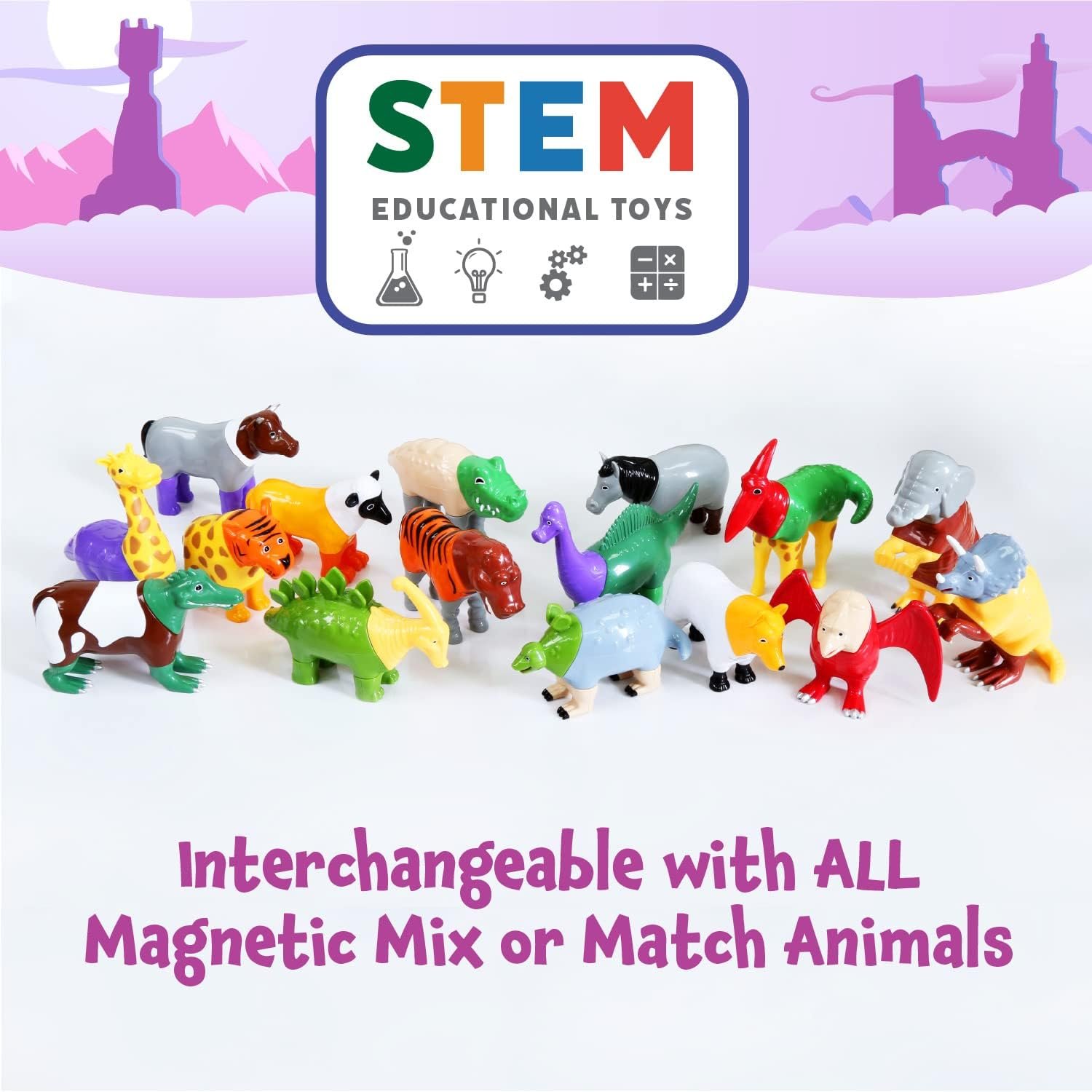 wholesale popular playthings magnetic mix or match pastel mythical kingdom toy play set, 15 pieces factory & supplier oem