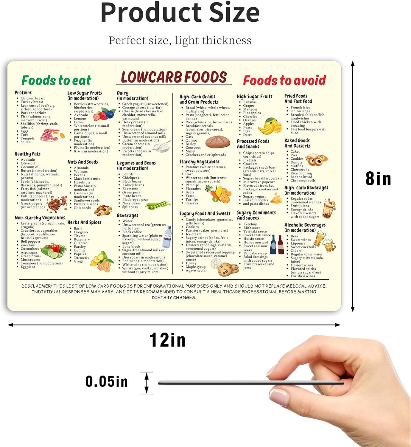 wholesale low carb food magnetic cheat sheet – beginner’s low carb diet quick guide with meal plan, recipes & snack ideas, diabetic-friendly reference magnet, 8x12in factory & supplier oem