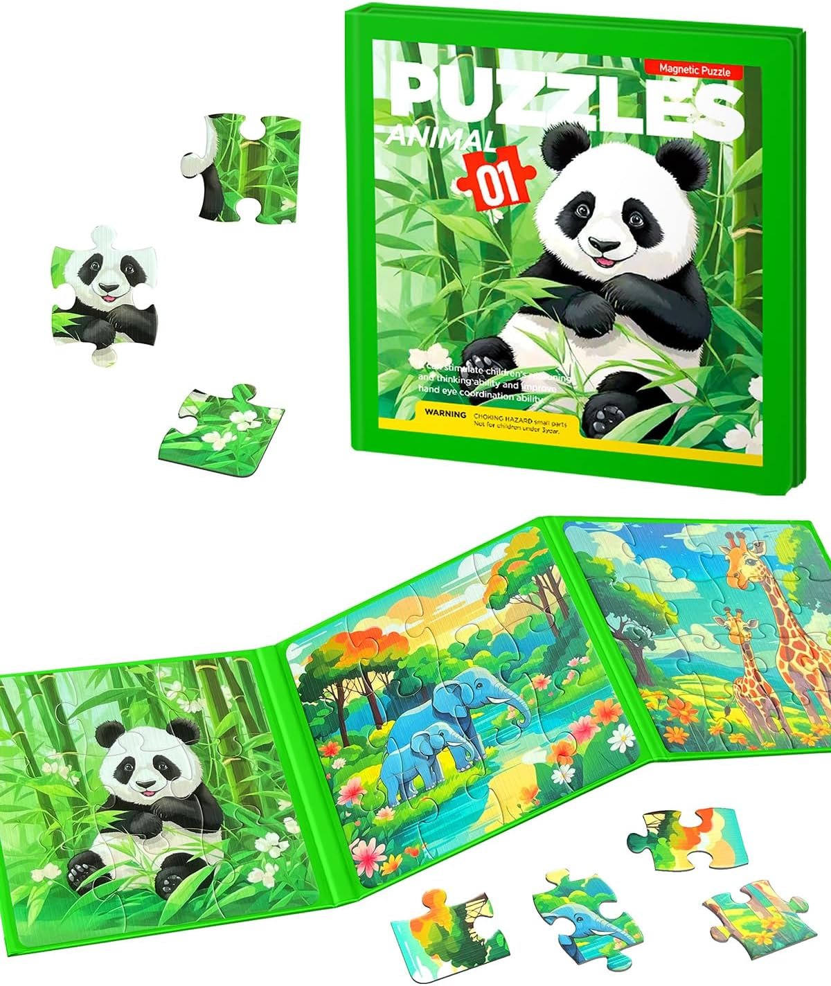 wholesale magnetic puzzles for toddlers, animal forest travel puzzles games for kids ages 3-5, car activities toy for boys girls, children learning magnet gift for road trip (forest) factory & supplier oem