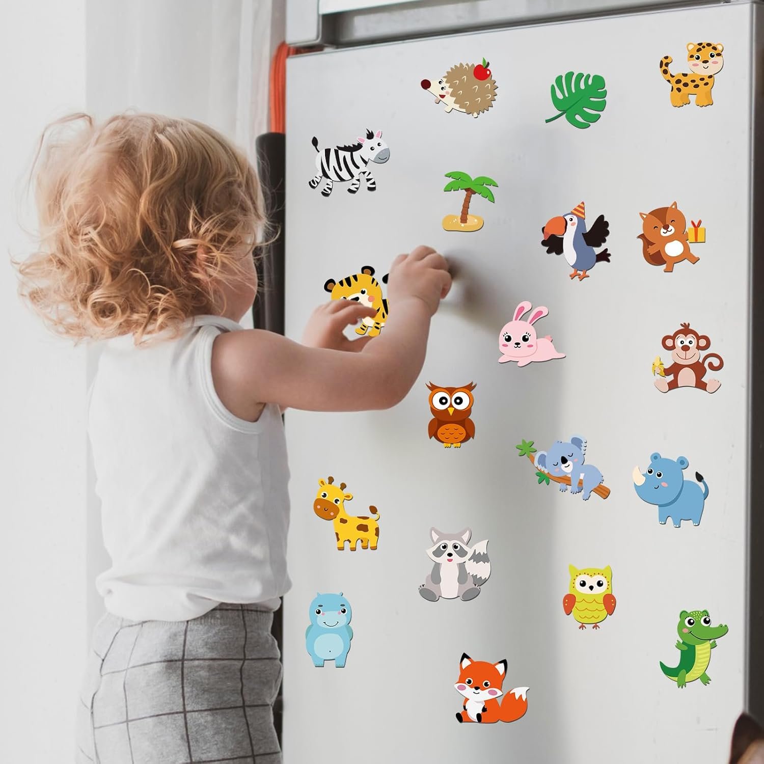 wholesale 30pcs jungle animals fridge magnets for toddlers wild animals refrigerator magnets for toddlers 1-3 kids removable and reusable animal magnetic toys kids for whiteboard classroom nursery zoo baby gift factory & supplier oem