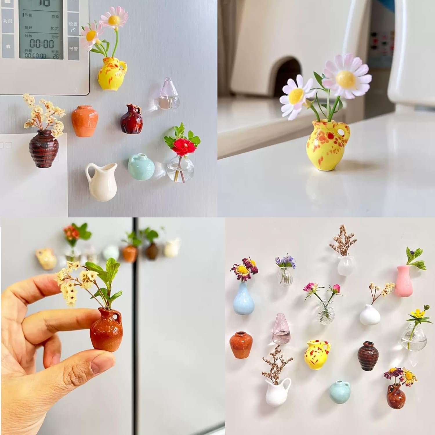 wholesale cute mini vase magnets for fridge - funny small plant magnets, tiny 3d ceramic vase fridge kitchen, office & refrigerator decor factory & supplier oem