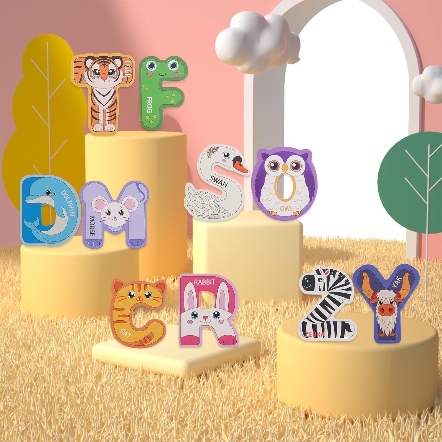 wholesale large wooden magnet alphabet letters for kids - cute animal magnetic letters for fridge magnetic abc for classroom kids gift preschool 3 4 5 years old factory & supplier oem