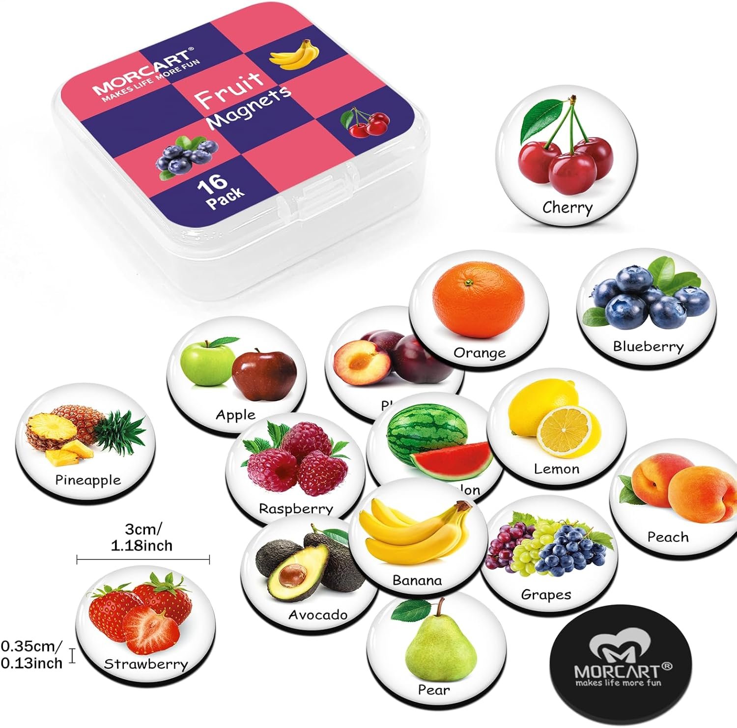 wholesale morcart fridge magnets, 16pcs food fruit magnets for refrigerator locker whiteboard decorative magnetic board cabinets classroom office cubicle school factory & supplier oem