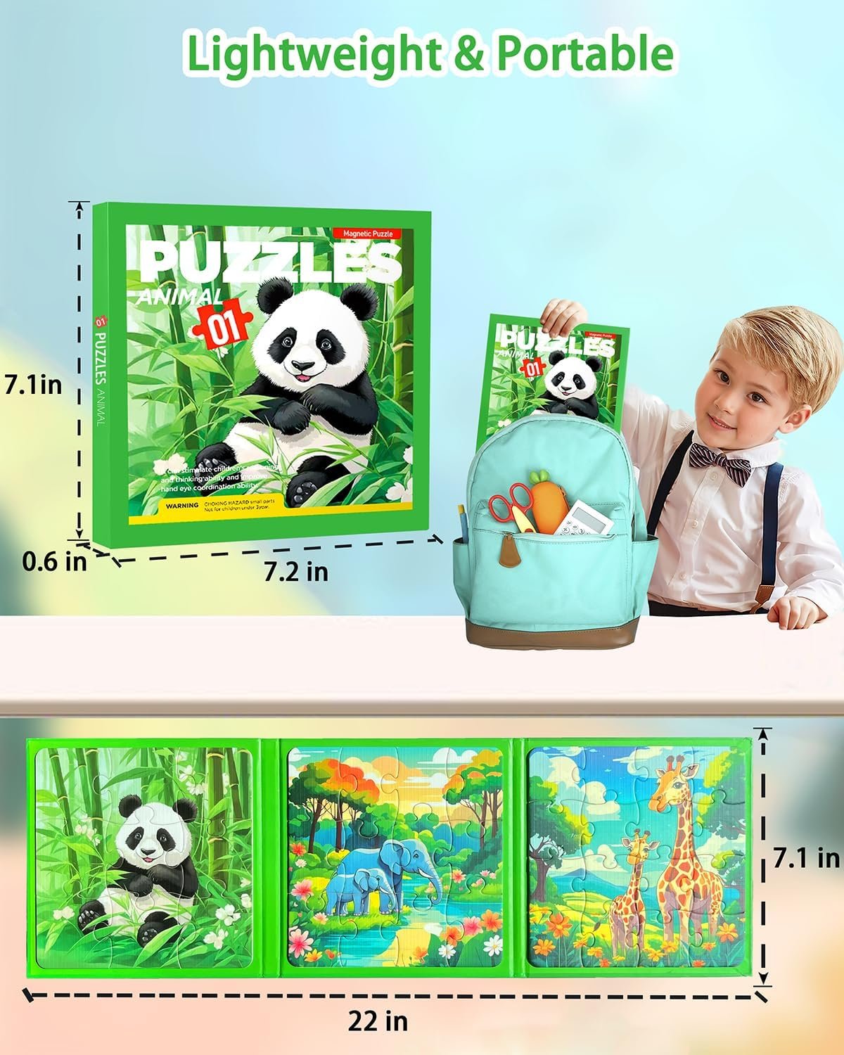 wholesale magnetic puzzles for toddlers, animal forest travel puzzles games for kids ages 3-5, car activities toy for boys girls, children learning magnet gift for road trip (forest) factory & supplier oem