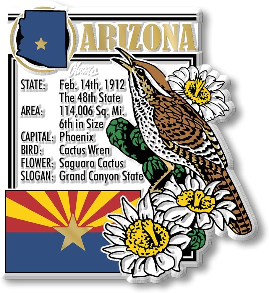 wholesale arizona six-piece state magnet set by classic magnets, includes 6 unique designs, collectible souvenirs made in the usa factory & supplier oem