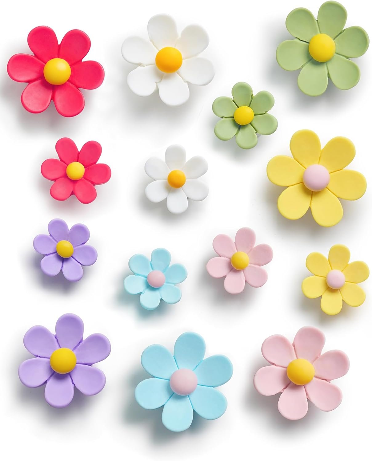 wholesale mymazn fridge magnets cute refrigerator magnets colorful decorative magnets funny 3d flower magnet for office kitchen locker 14pcs (7 small+7 large) factory & supplier oem