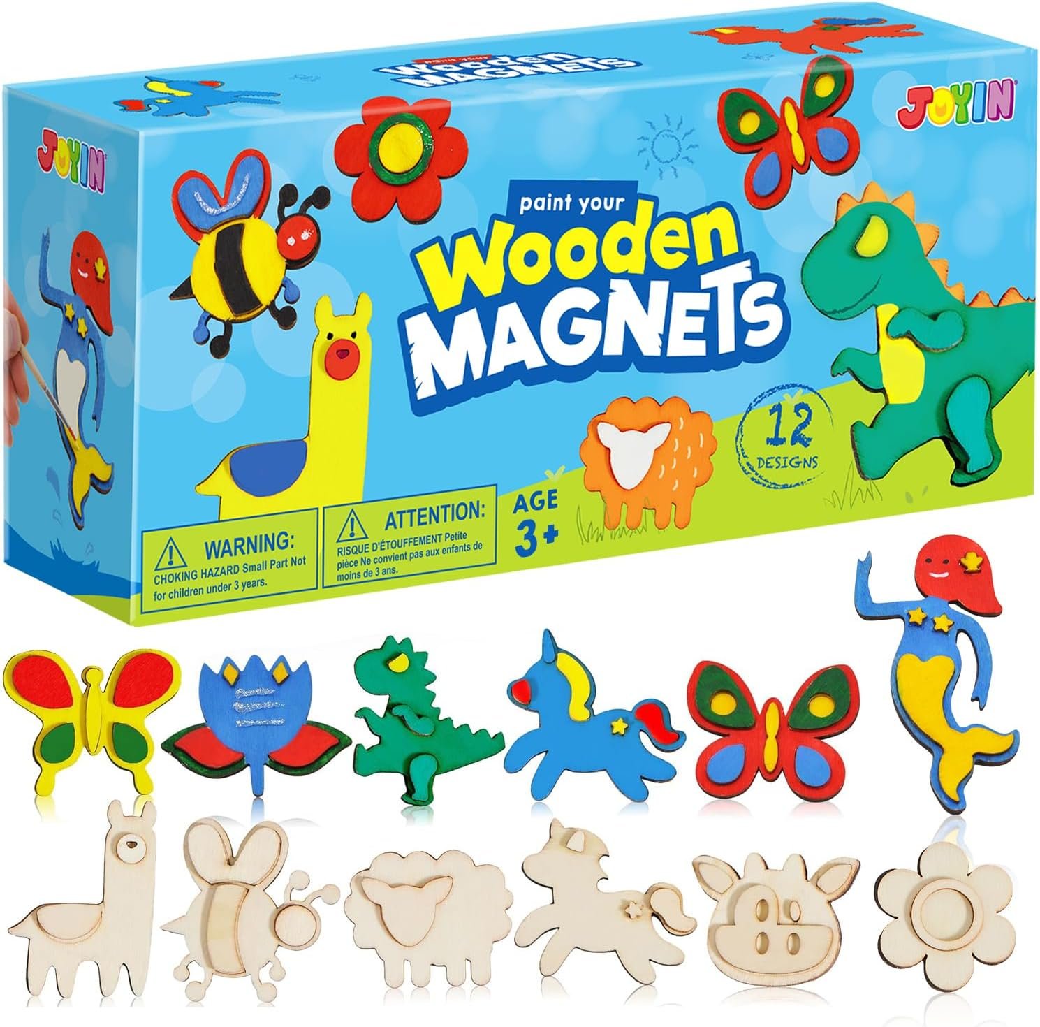 wholesale joyin 12 wooden magnet creativity arts & crafts painting kit for kids, decorate your own painting gift for easter basket stuffers, birthday parties and family crafts, party favors for boys girls factory & supplier oem