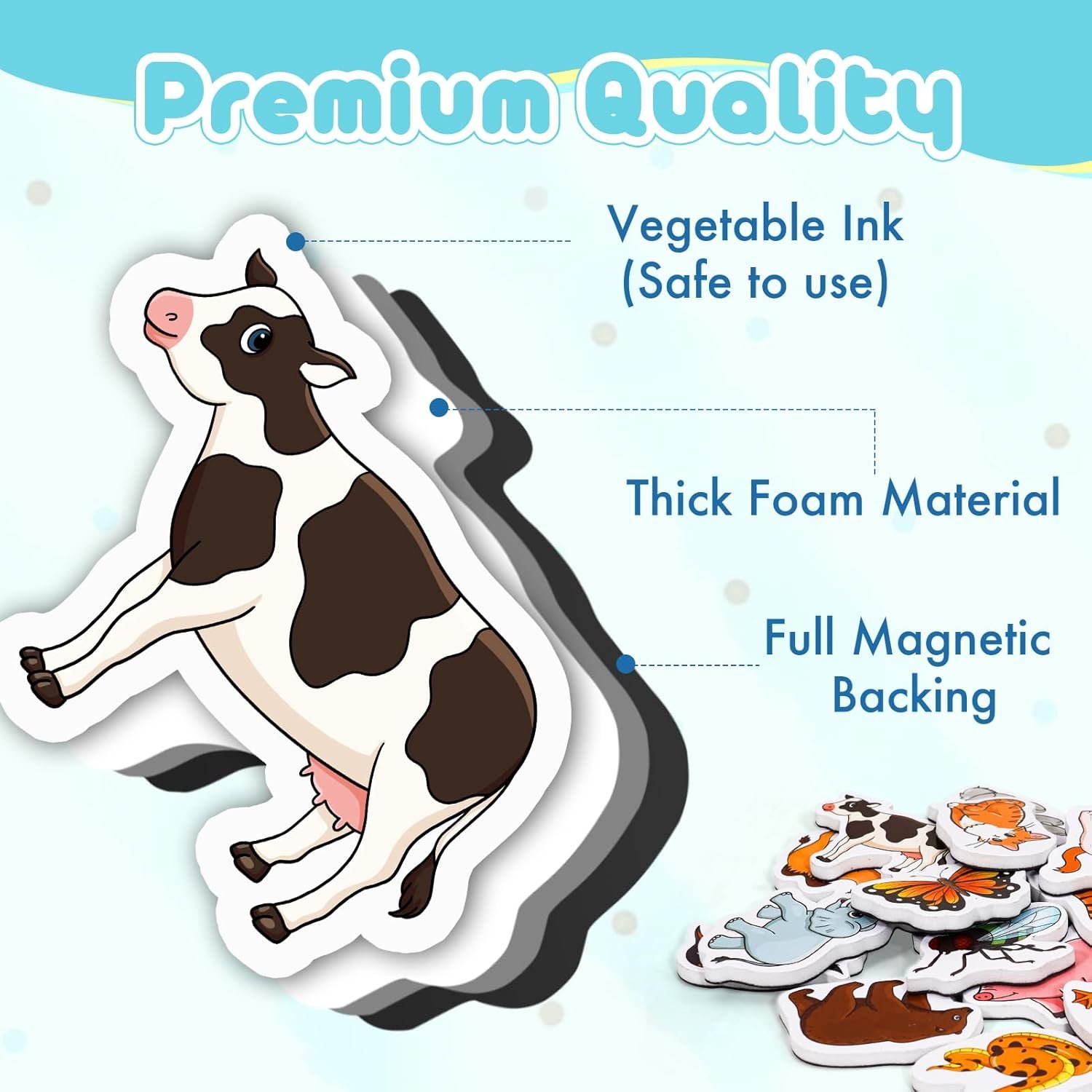 wholesale animal magnets, 50 pcs fridge magnets for kids, refrigerator magnets for toddlers farm animals wild zoo sea ocean animals educational learning magnetic toys for whiteboard baby preschool factory & supplier oem
