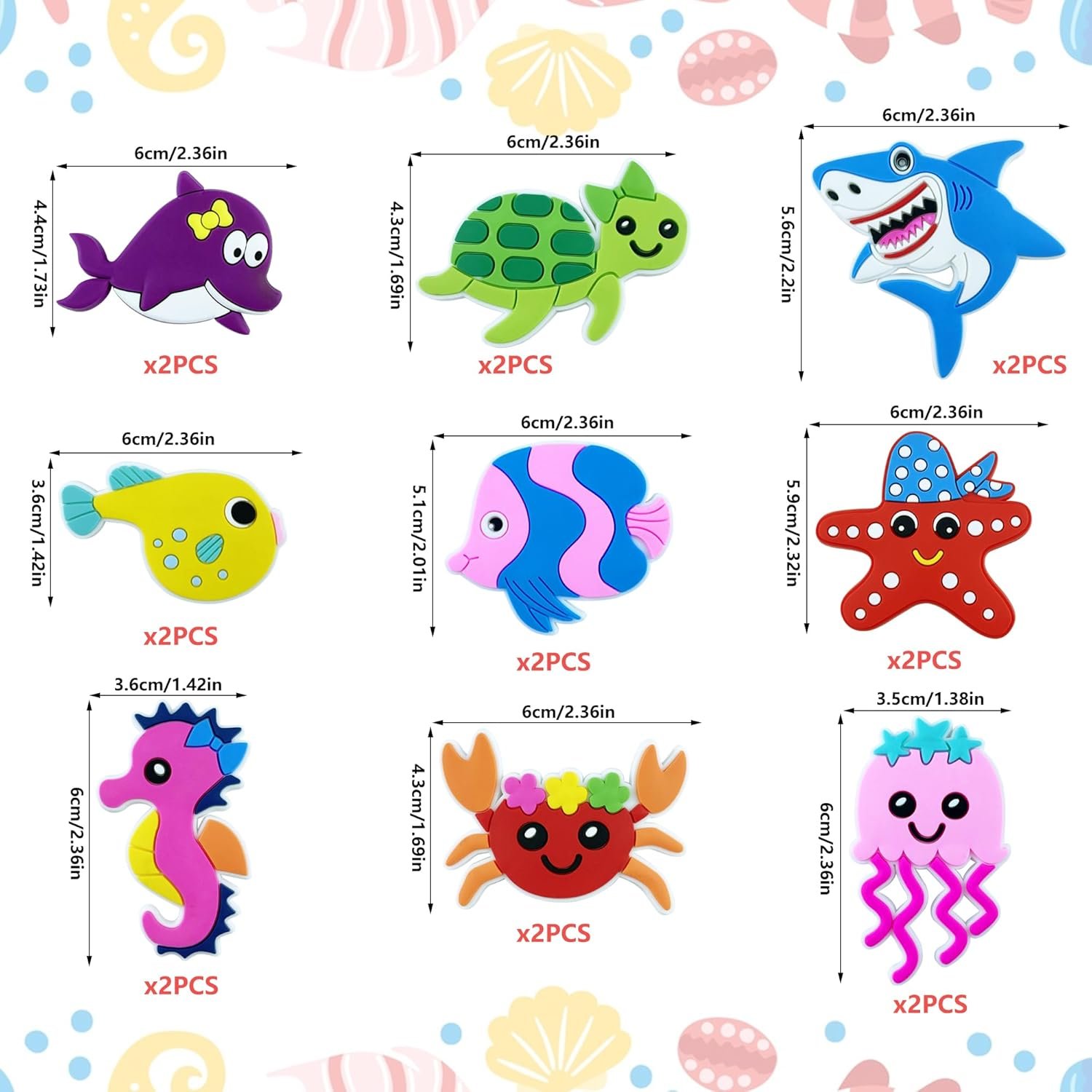 wholesale 18 pcs refrigerator magnets rubber cartoon sea animal magnets magnetic educational gift magnetic decorations for whiteboard factory & supplier oem