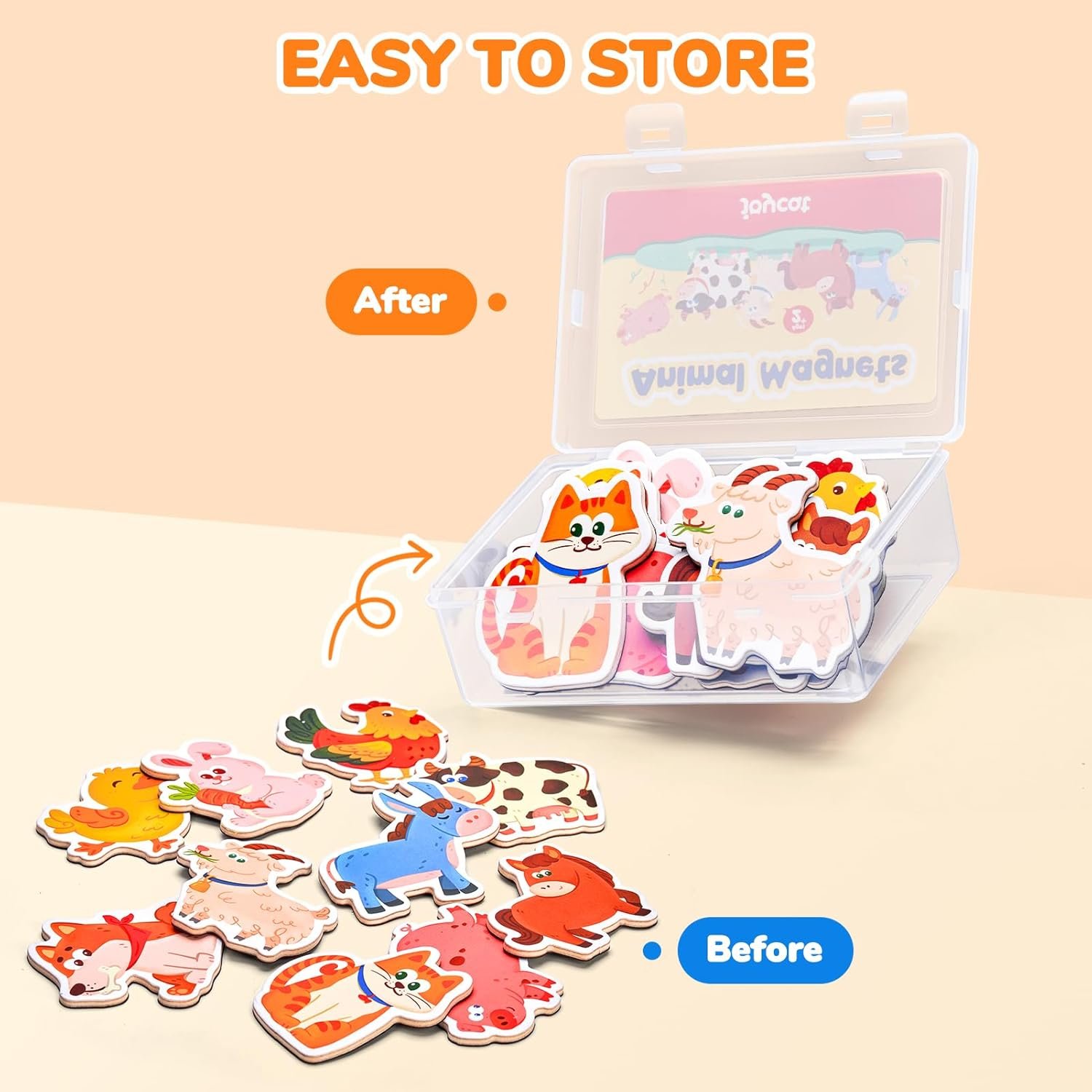 wholesale joycat wooden fridge magnets for kids – 10 cute farm animals refrigerator magnets for toddlers, large kids magnetic toys, fun educational learning gifts for toddlers 2 3 4 5 years old factory & supplier oem