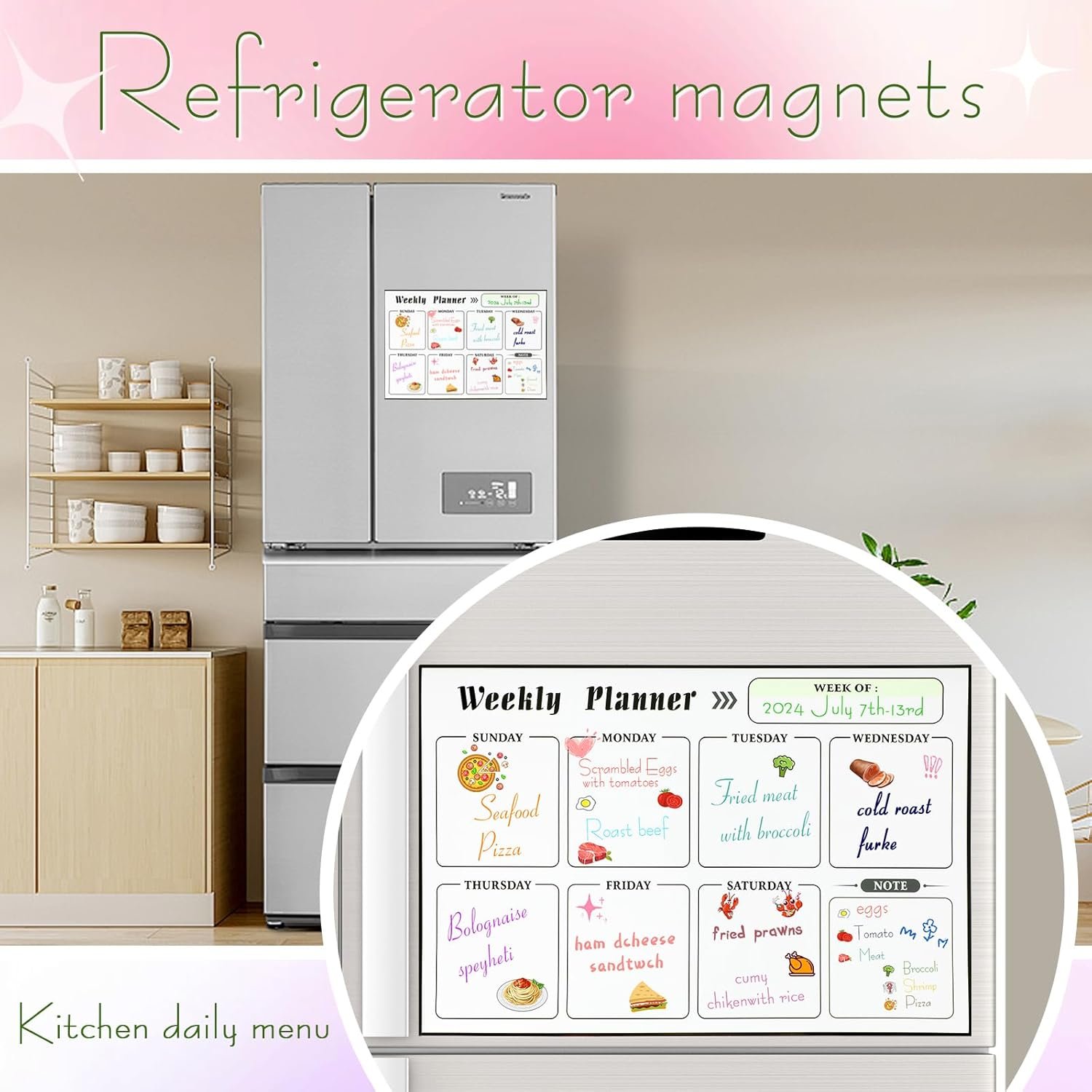 wholesale meal planner magnetic menu board for kitchen fridge planning board meal planner for fridge weekly meal planner dry erase calendar for fridge magnetic calendar fridge calendar magnet factory & supplier oem