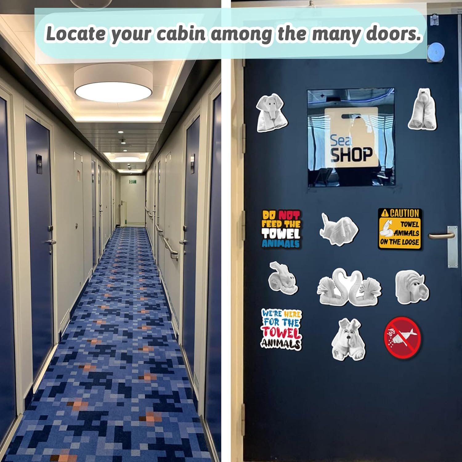 wholesale 90shine 18pcs cruise door magnets decorations, funny animal towel magnetic ship cabin decor factory & supplier oem