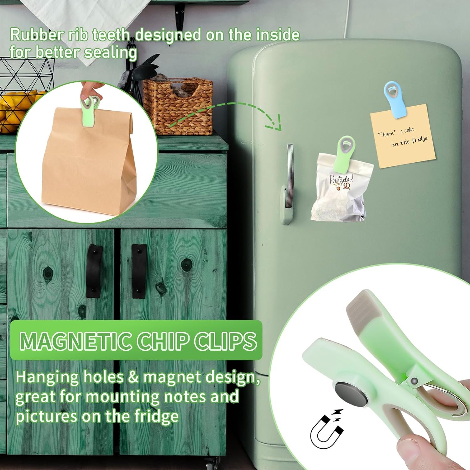 wholesale leezmark 11 pcs chip clips, bag clips for food storage, assorted sizes potato chip clips magnetic bag clips for chip bread snack clips, heavy duty bag sealing clips food clips factory & supplier oem