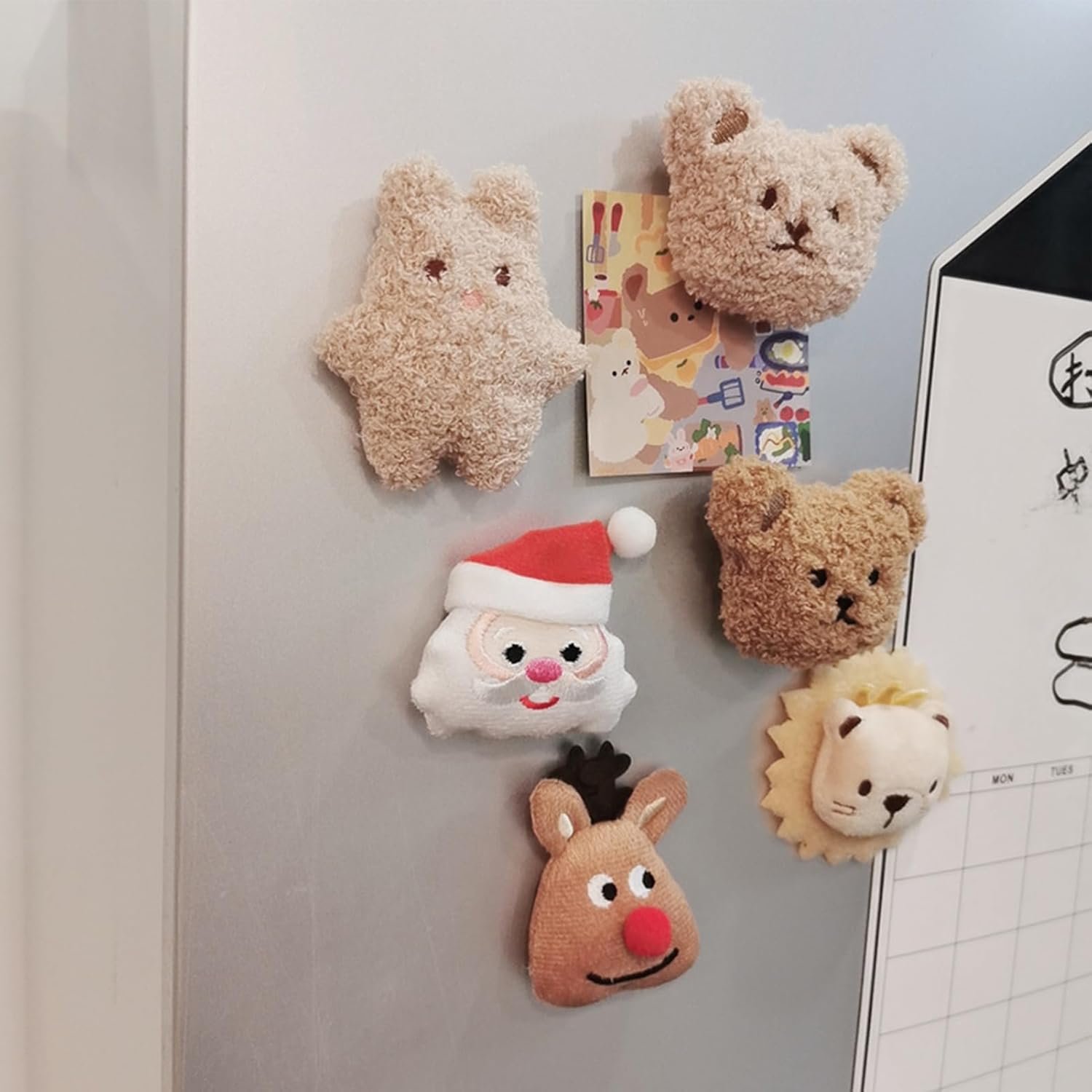 wholesale cute refrigerator magnets, plush bear fridge magnet 3d animal kitchen decoration kitchenware refrigerator stickers for whiteboard, home, office, coffee decor(coffee) factory & supplier oem