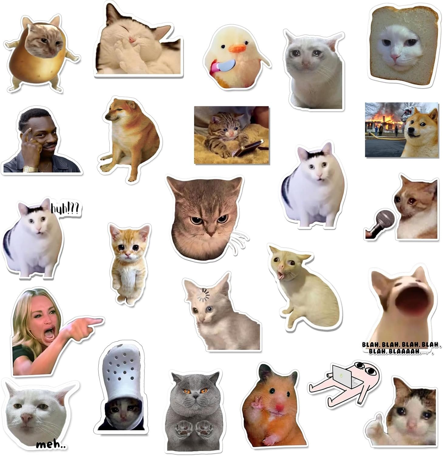 wholesale 24pcs funny magnets for fridge cat meme magnets cool magnet set crying cat dog hamster duck magnets for gaming kitchen home decor refrigerator car office cabinet dishwasher and whiteboard accessories factory & supplier oem