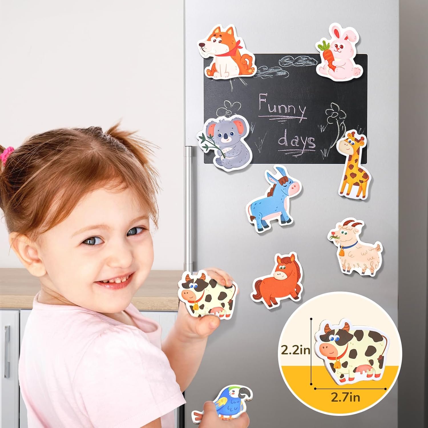 wholesale joycat wooden fridge magnets for toddlers, 20 cute animals refrigerator magnets for kids, full back magnetic toys, fun educational baby learning gifts for 2 3 4 5 years old factory & supplier oem