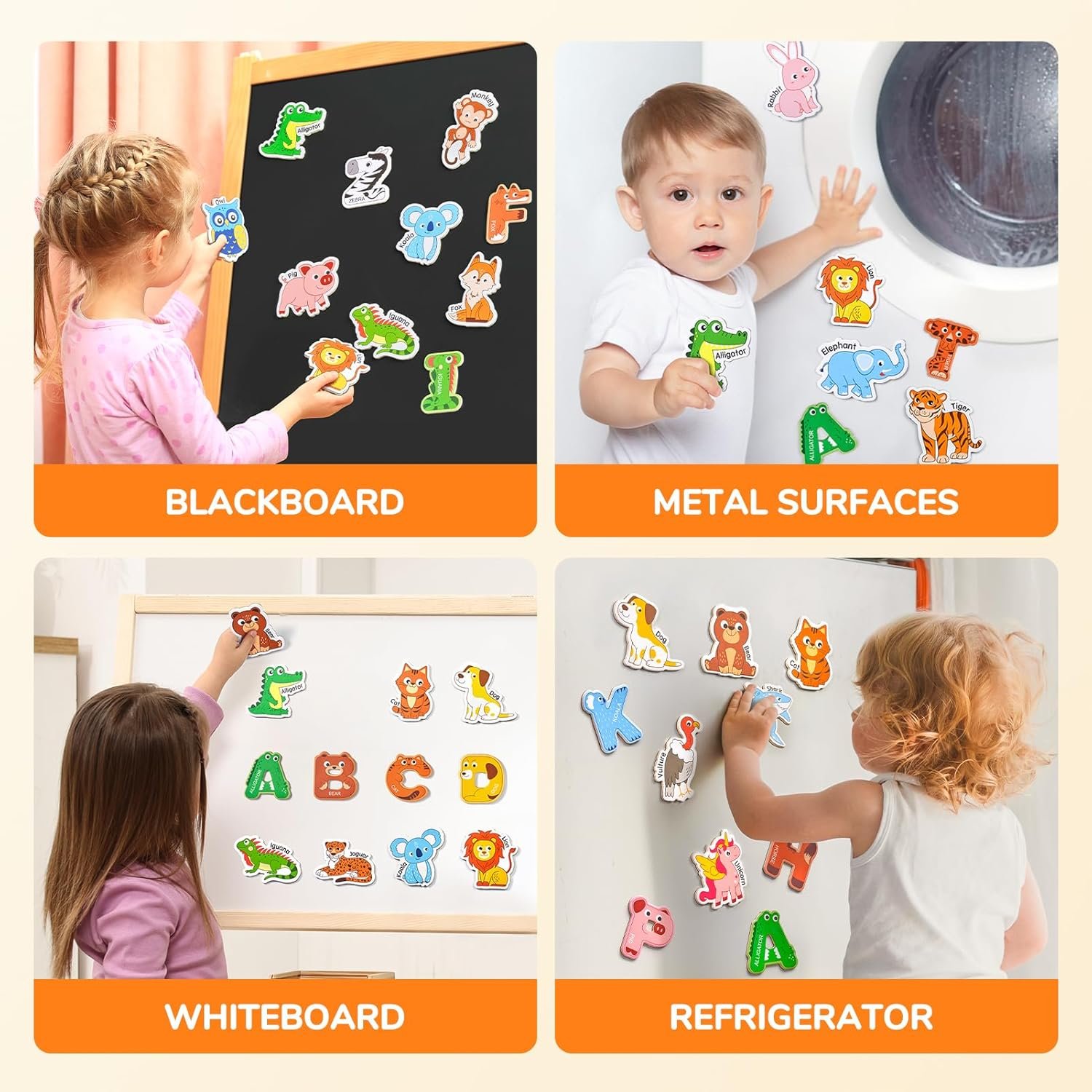 wholesale joycat wooden fridge magnets for kids – 26 cute animals & uppercase letters for toddlers, magnetic alphabet refrigerator toys, fun educational learning gifts for preschool 2 3 4 5 years old factory & supplier oem