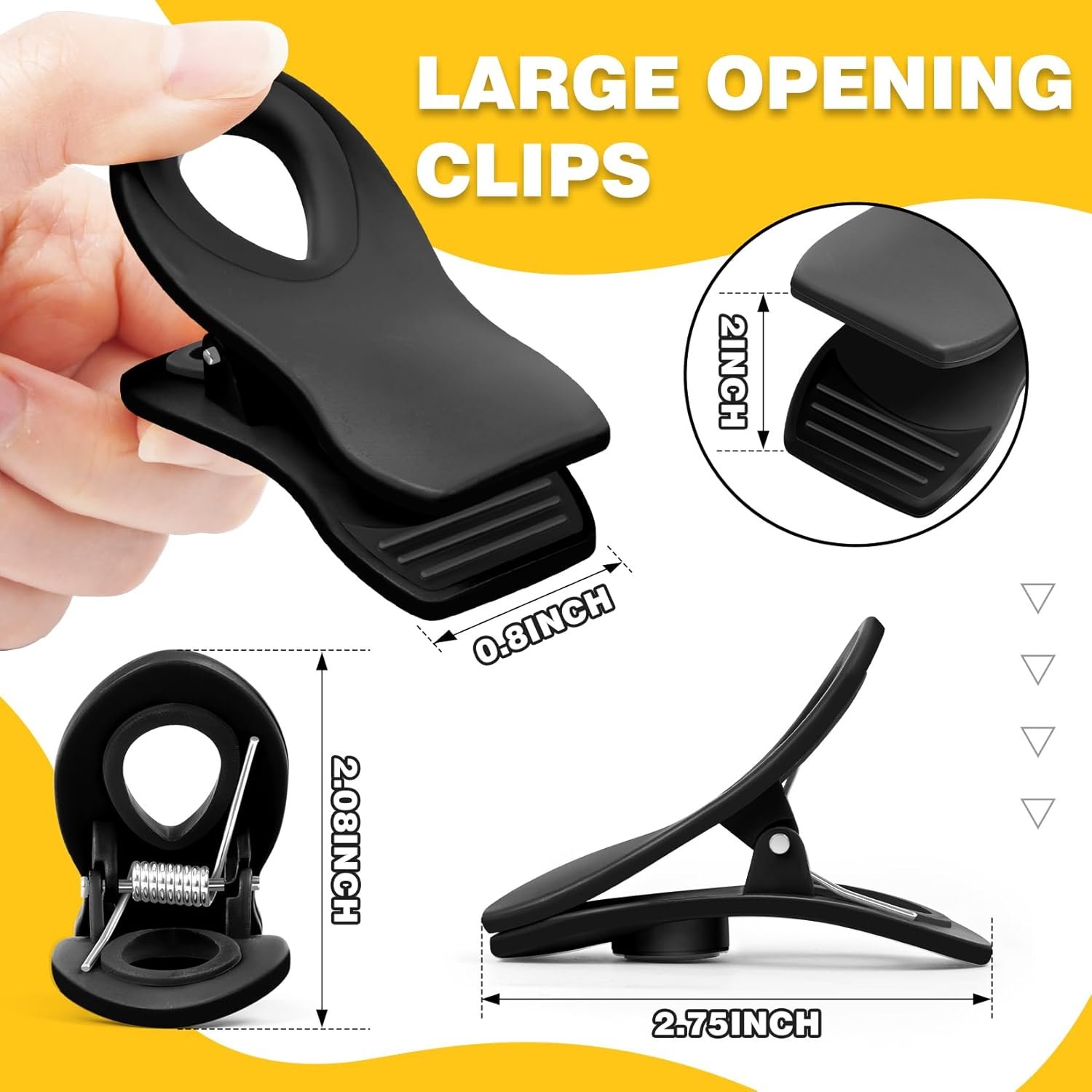 wholesale 10 pack magnetic chip clips, black plastic food clips with magnet for refrigerator factory & supplier oem