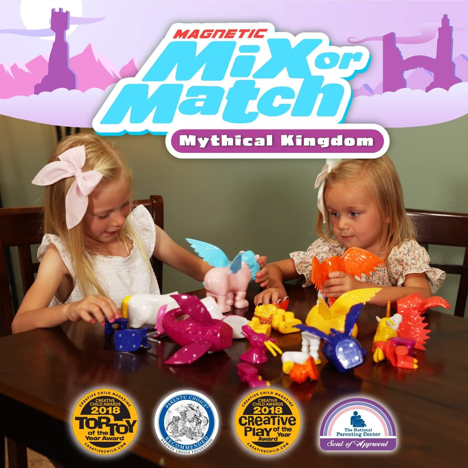 wholesale popular playthings magnetic mix or match pastel mythical kingdom toy play set, 15 pieces factory & supplier oem