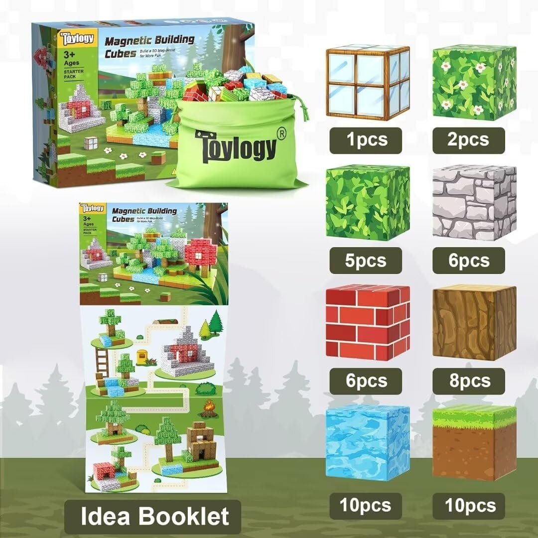 wholesale magnetic blocks-build mine magnet world edition, magnetic toys for boys & girls age 3-4 4-5 6-8,stem montessori sensory toys for toddlers gifts for 3+ years old,48pcs fidget 1